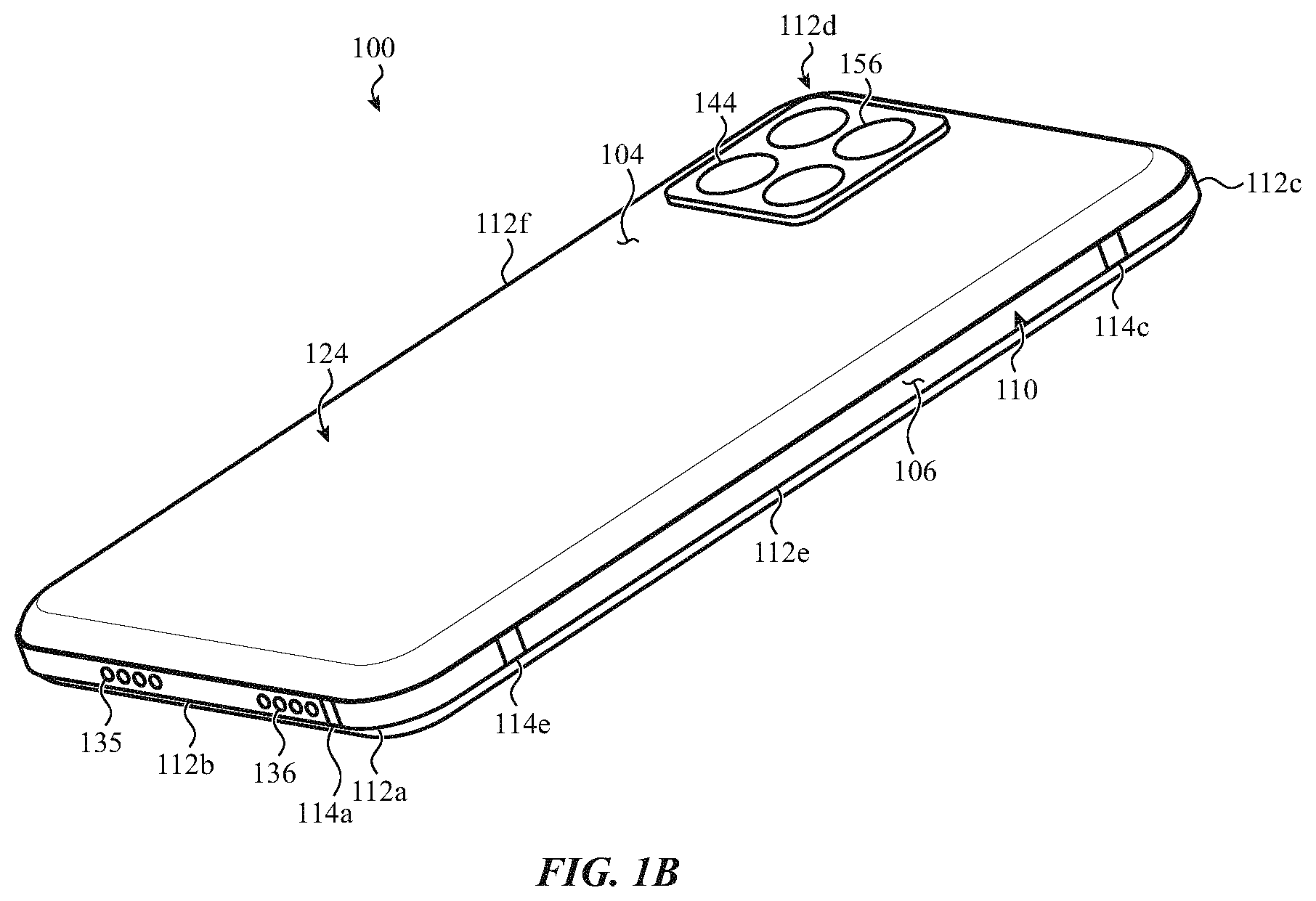 Patent US11784673 Figure 2 – Electronic device housing having a radio-frequency transmissive component