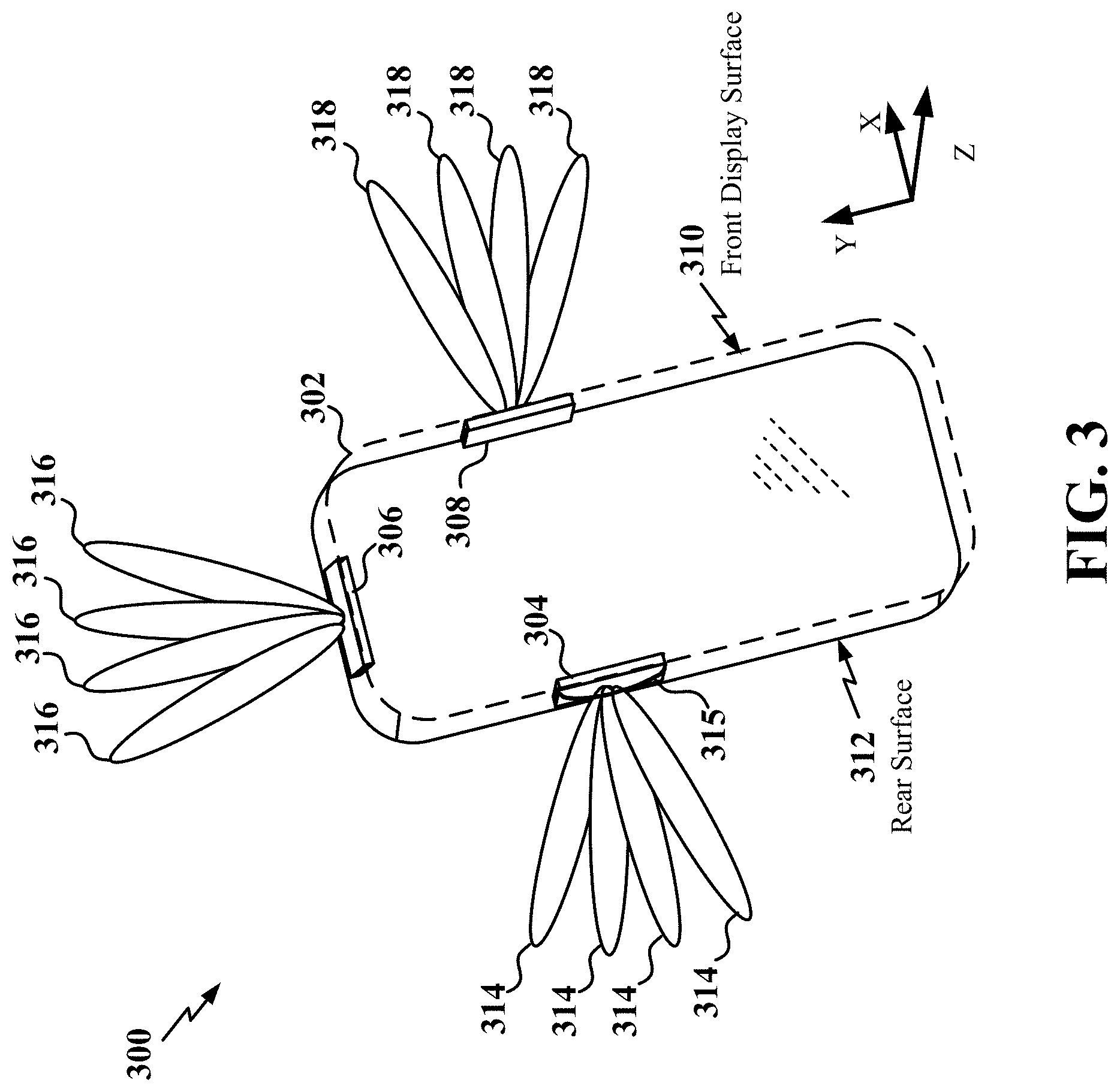 Patent US11784674 Figure 3 – Calibration of open space for an antenna array module