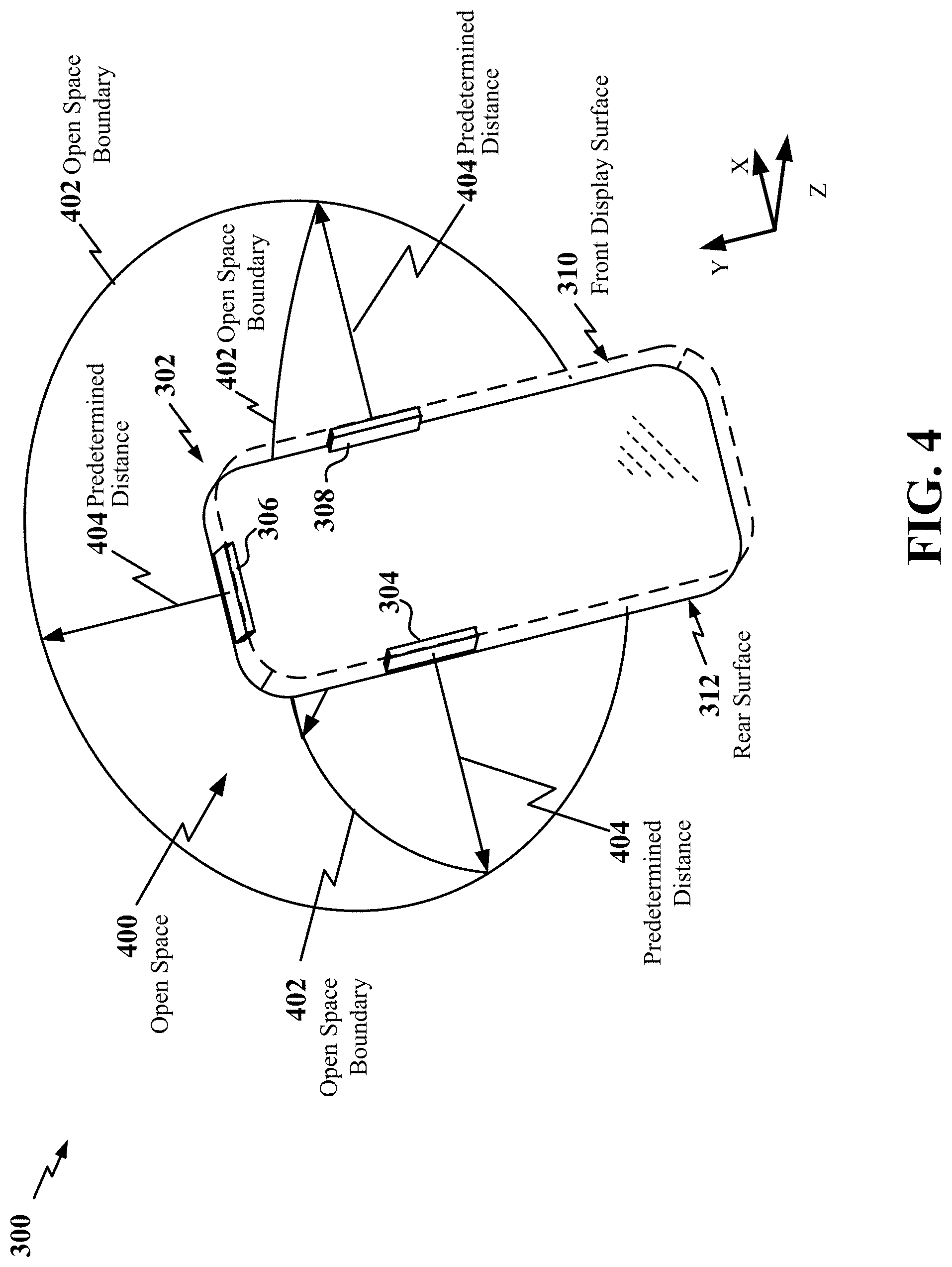 Patent US11784674 Figure 4 – Calibration of open space for an antenna array module