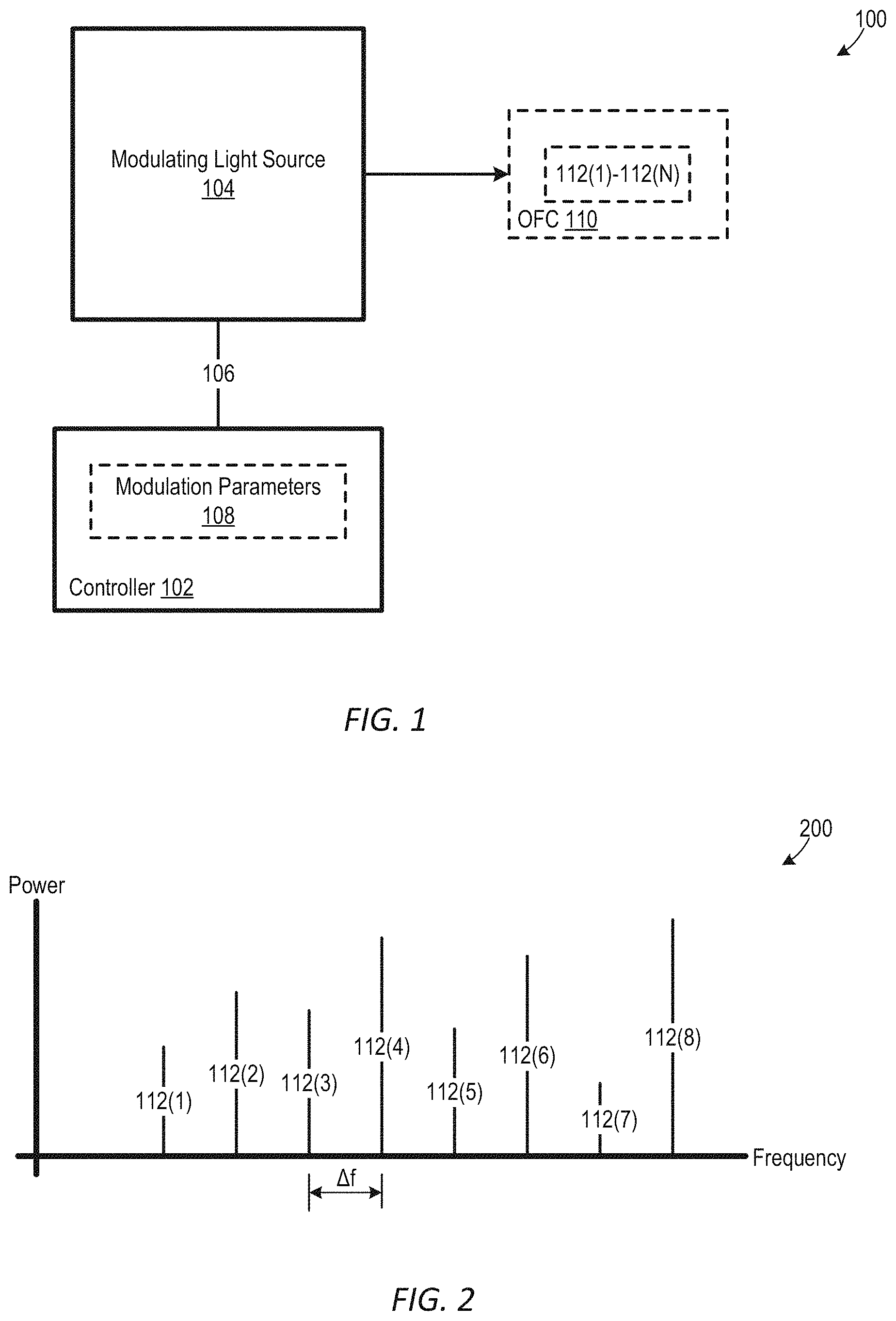 Patent US11784719 Figure 1 – Systems and methods for tuning a power characteristic of an optical frequency comb