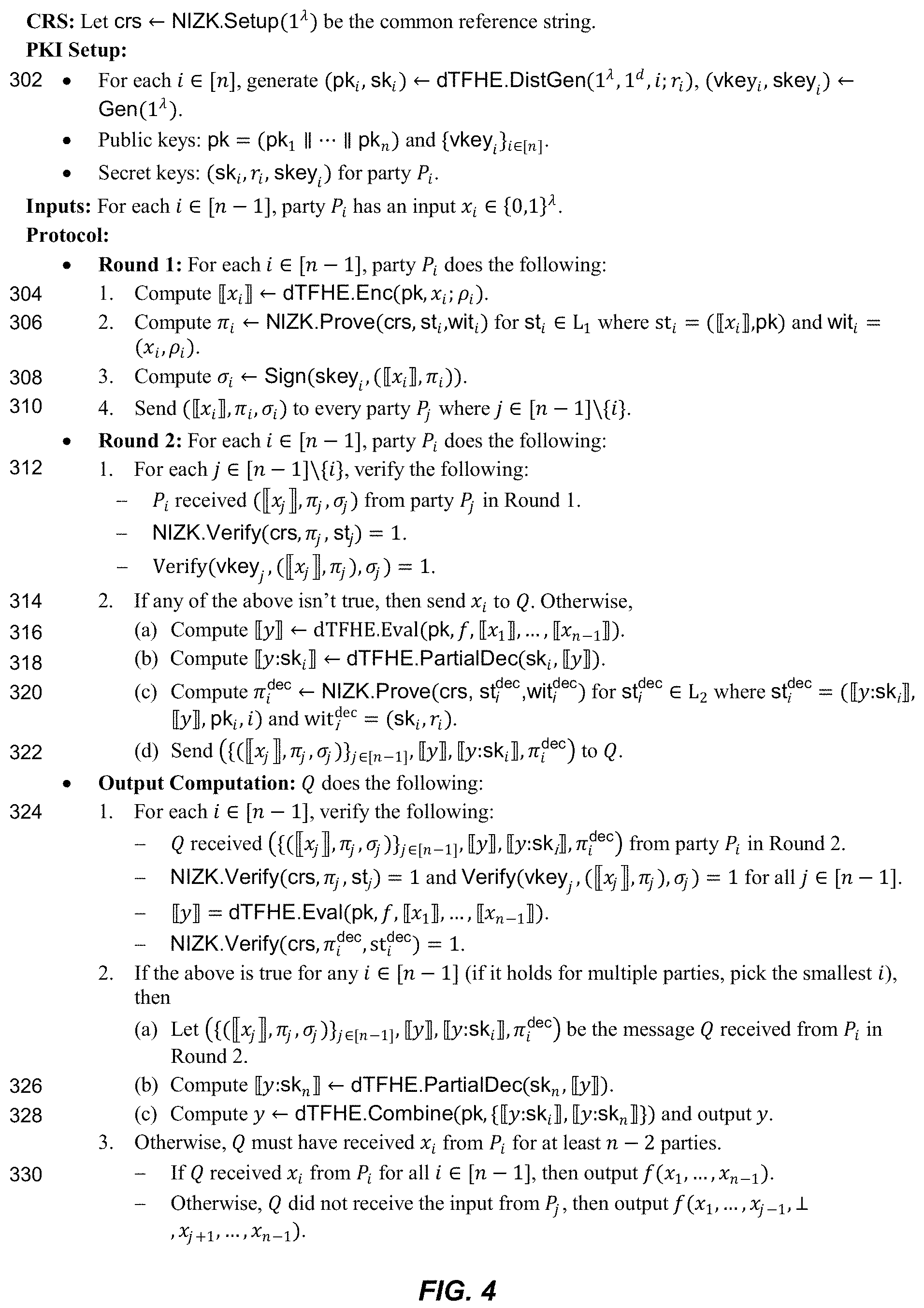 Patent US11784803 Figure 4 – Round-efficient fully secure solitary multi-party computation with honest majority