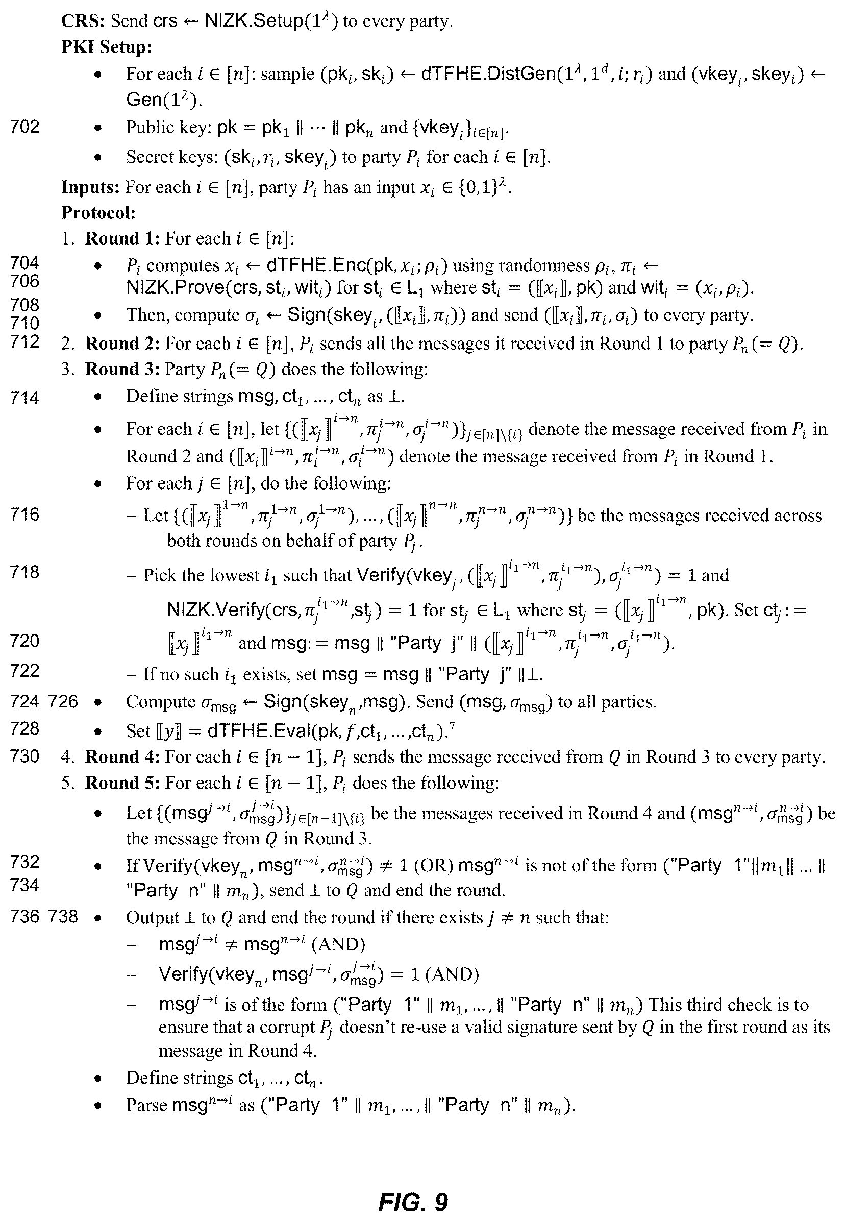 Patent US11784803 Figure 9 – Round-efficient fully secure solitary multi-party computation with honest majority