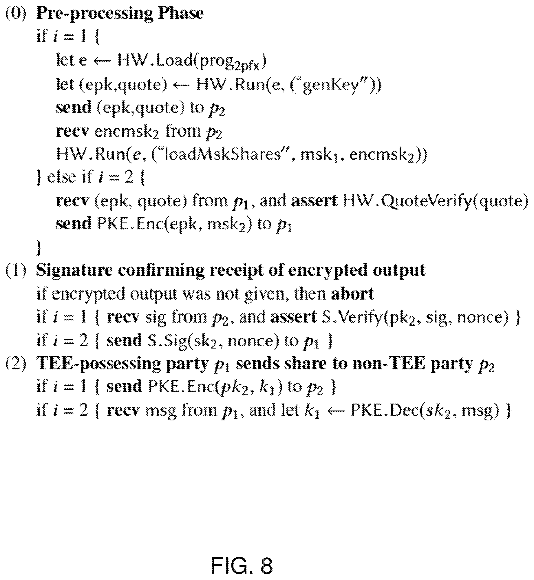 Patent US11784826 Figure 8 – System, method, and computer program product for secure real-time n-party computation