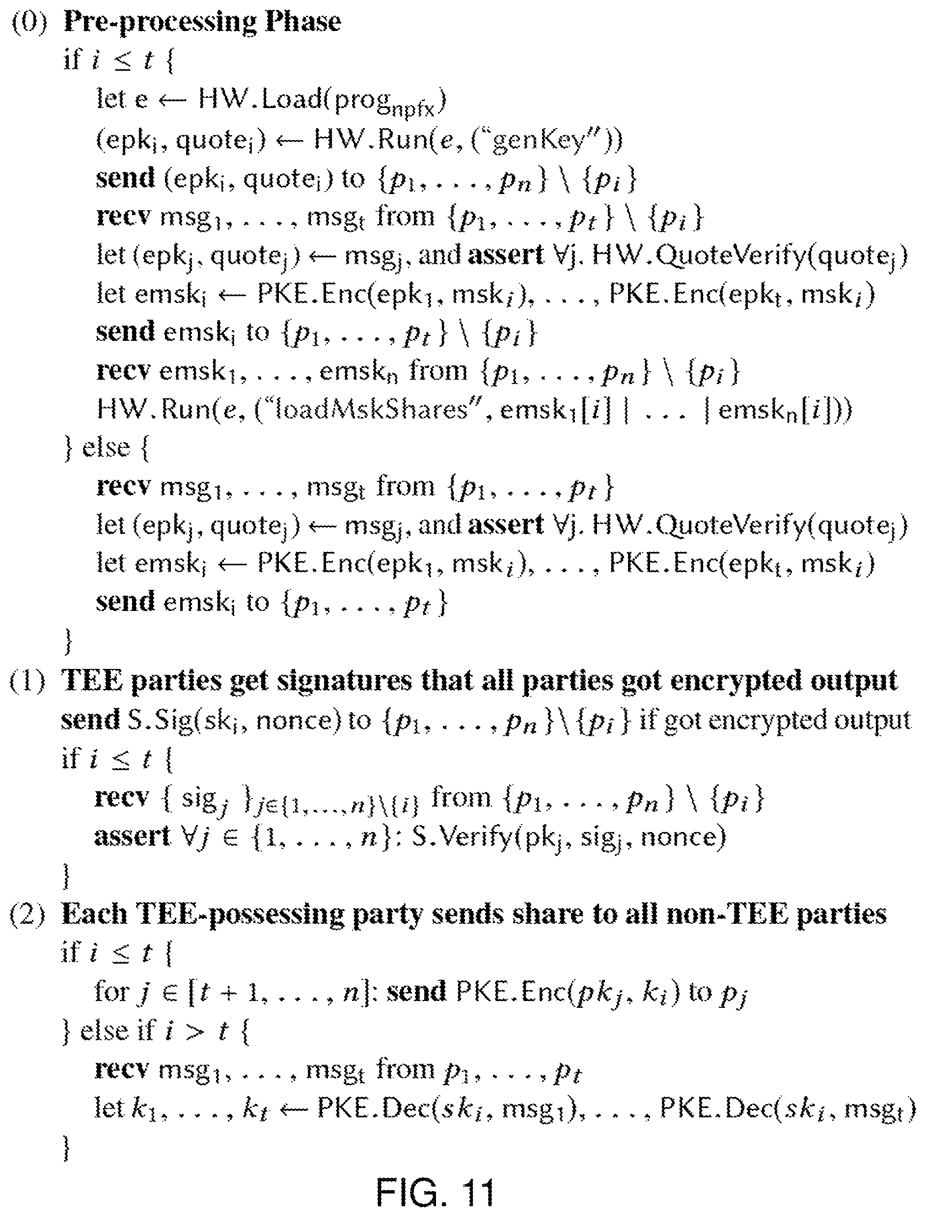 Patent US11784826 Figure 11 – System, method, and computer program product for secure real-time n-party computation