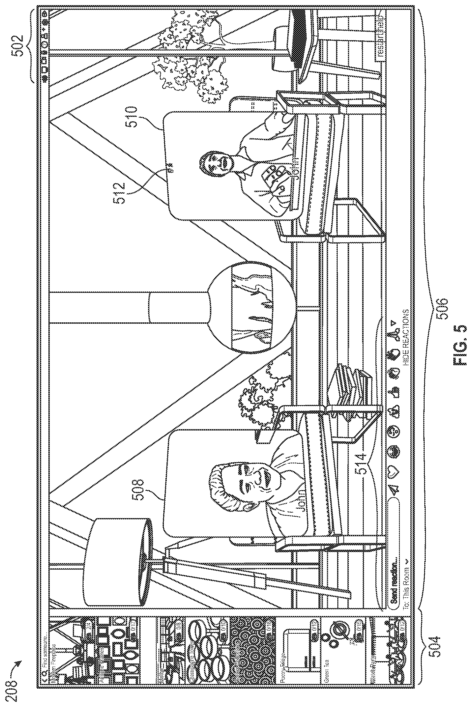 Patent US11784841 Figure 5 – Presenting participant reactions within a virtual conferencing system