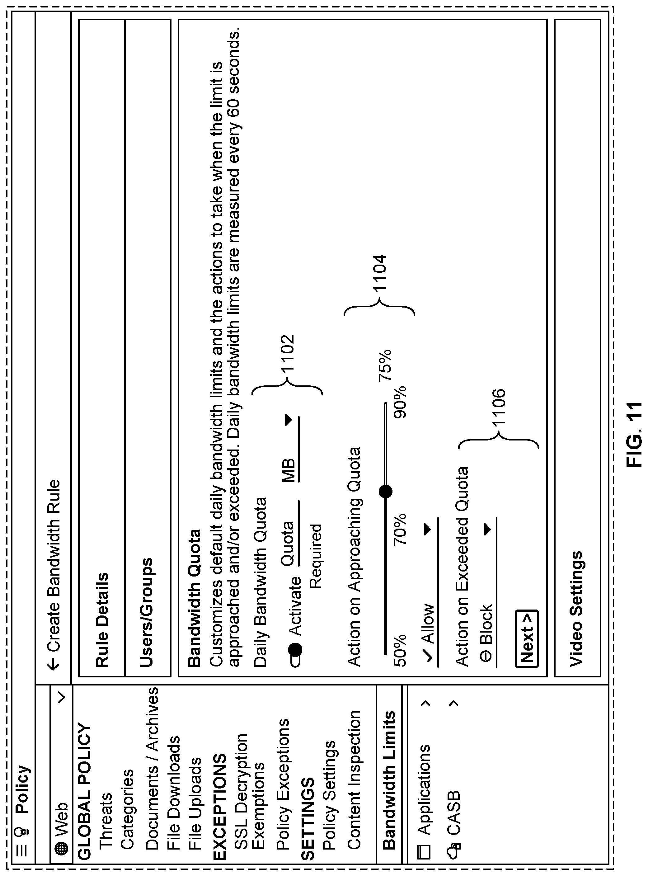 Patent US11784887 Figure 11 – Bandwidth throttling