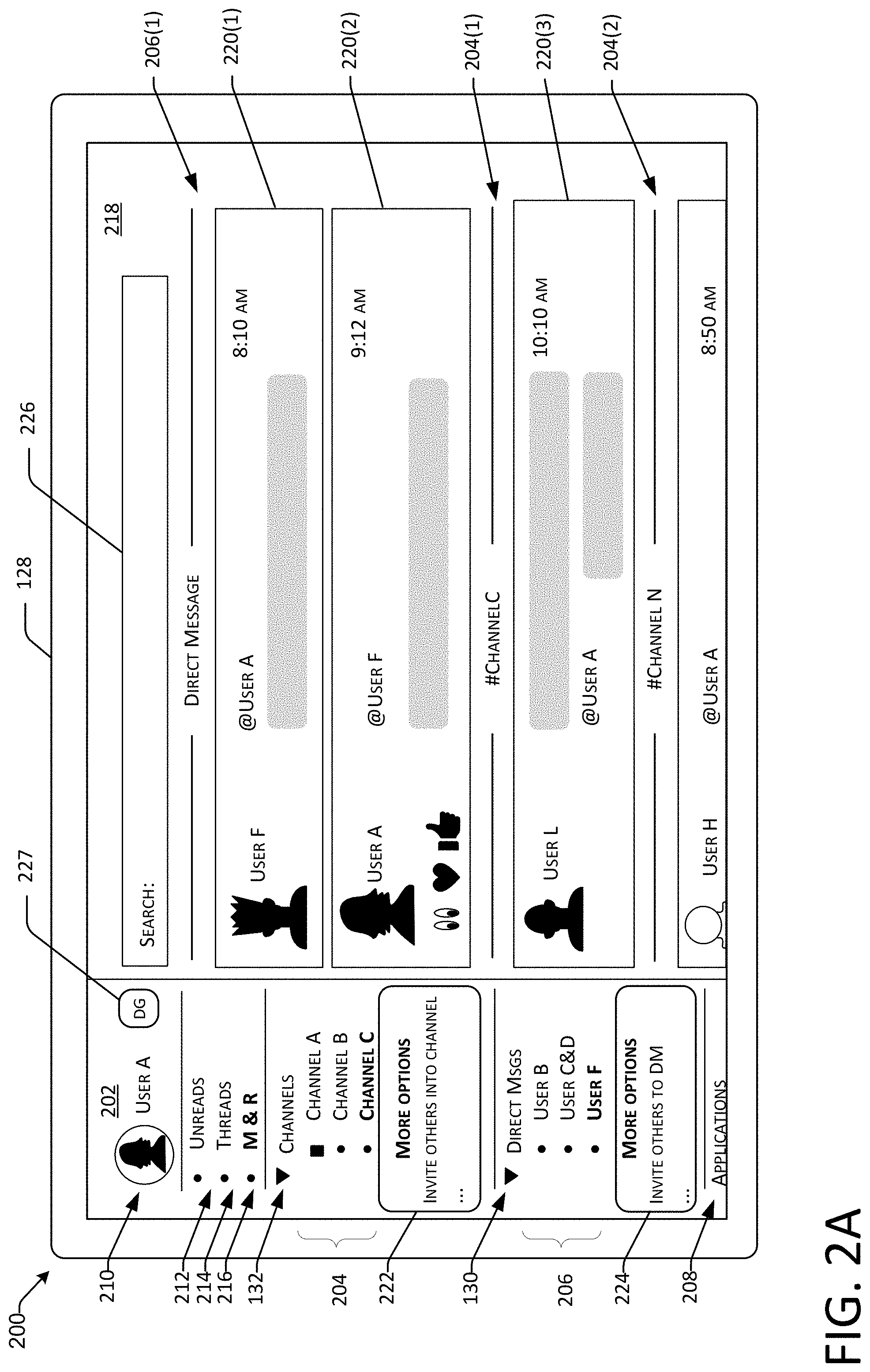 Patent US11784949 Figure 2 – Limited functionality interface for communication platform