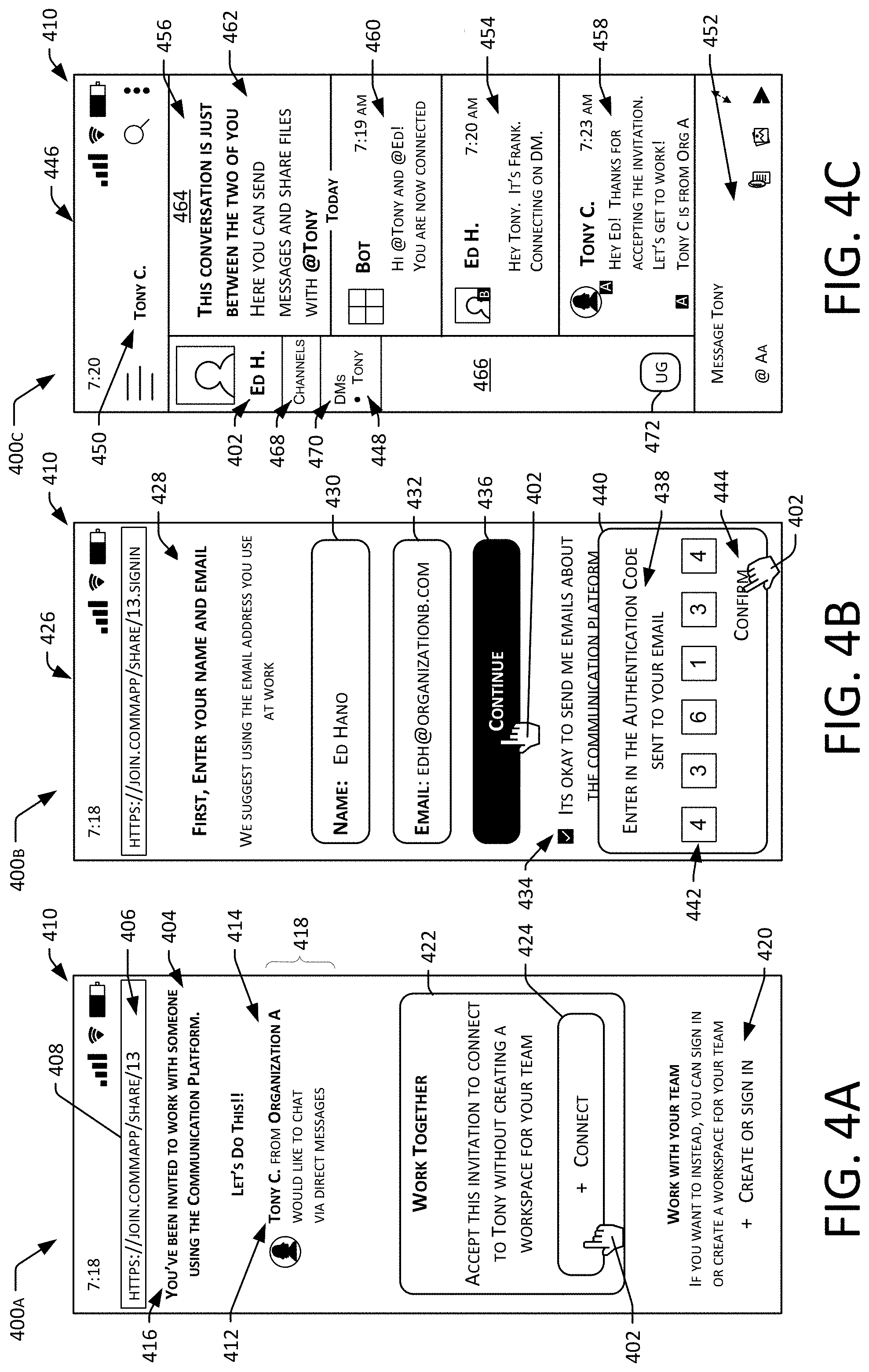 Patent US11784949 Figure 5 – Limited functionality interface for communication platform