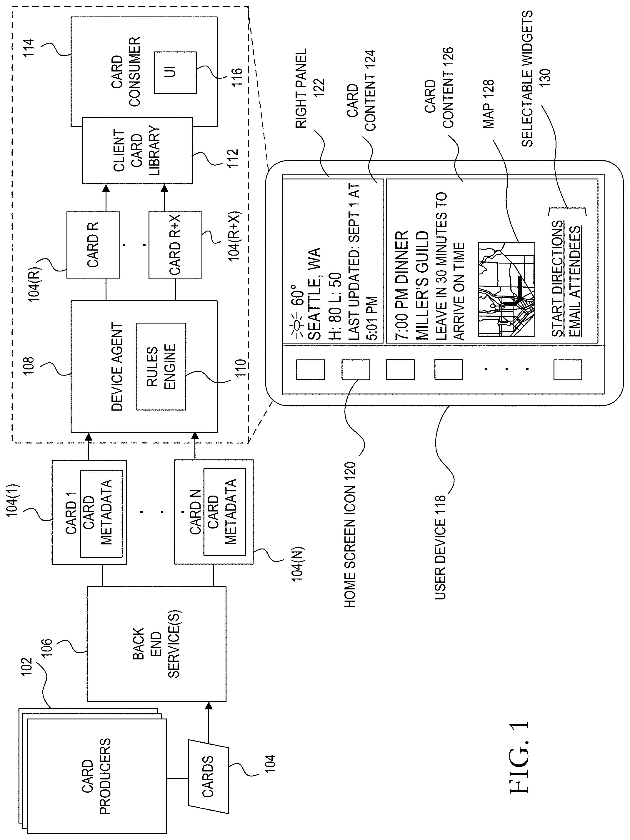 Patent US11784951 Figure 1 – Determining contextually relevant application templates associated with electronic message content