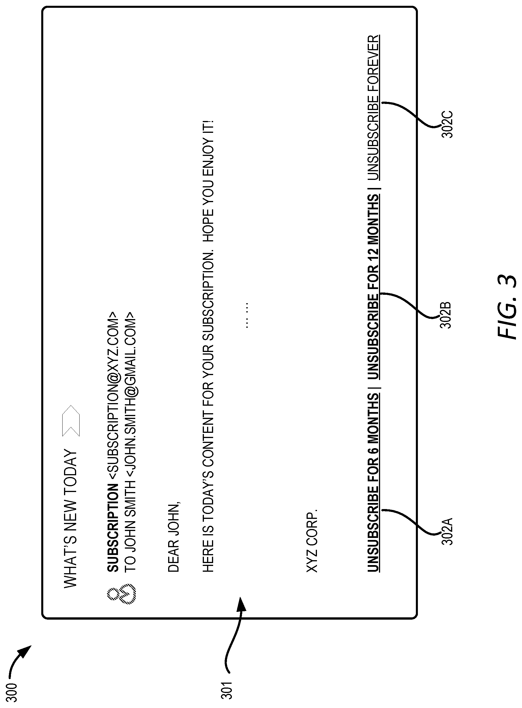 Patent US11784954 Figure 3 – Personalized temporary unsubscribe mechanisms for email subscriptions