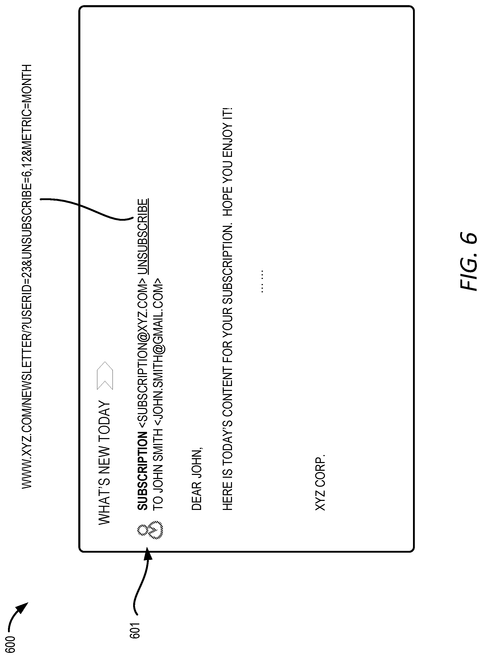 Patent US11784954 Figure 6 – Personalized temporary unsubscribe mechanisms for email subscriptions