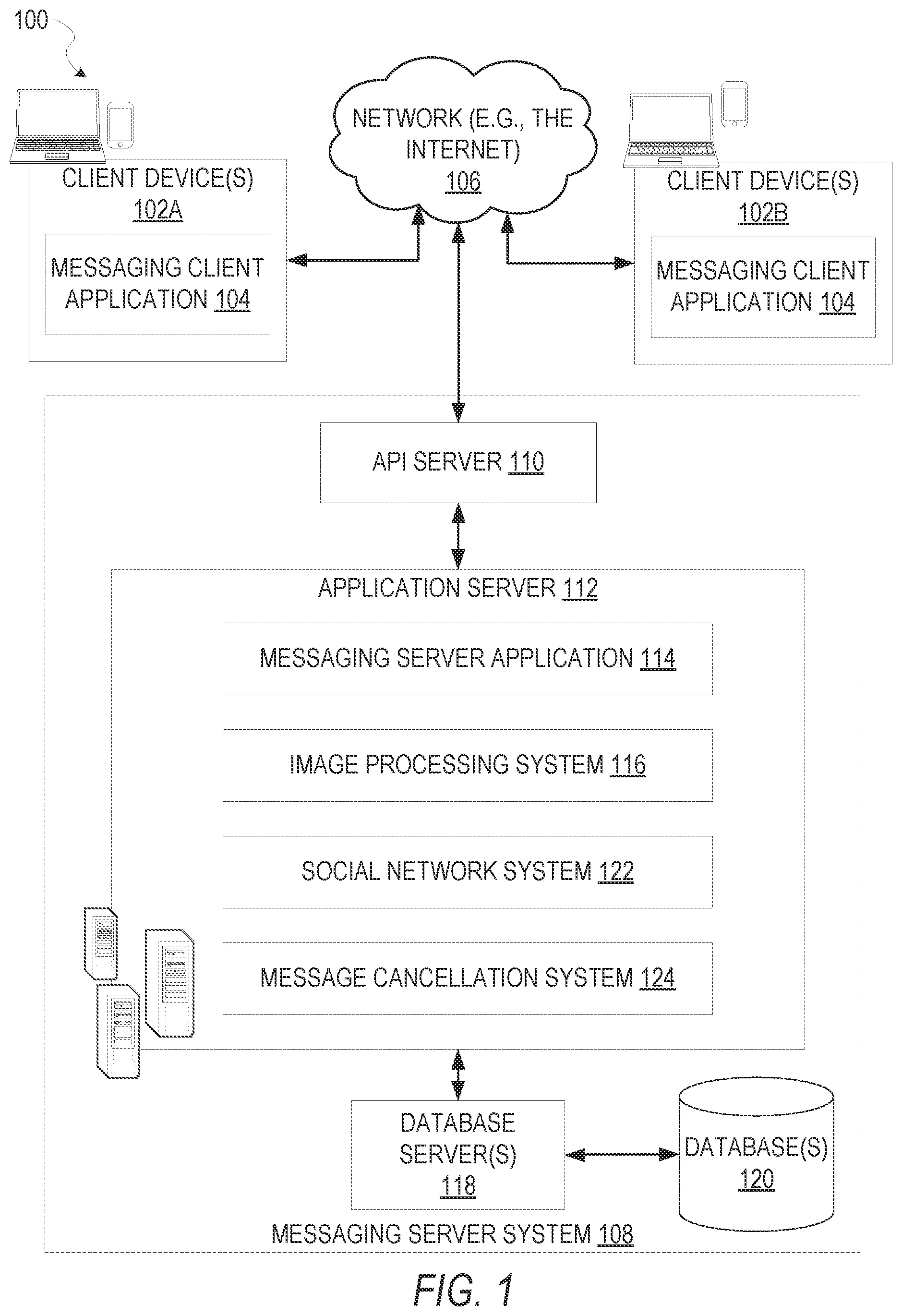 Patent US11784957 Figure 1 – Messaging system