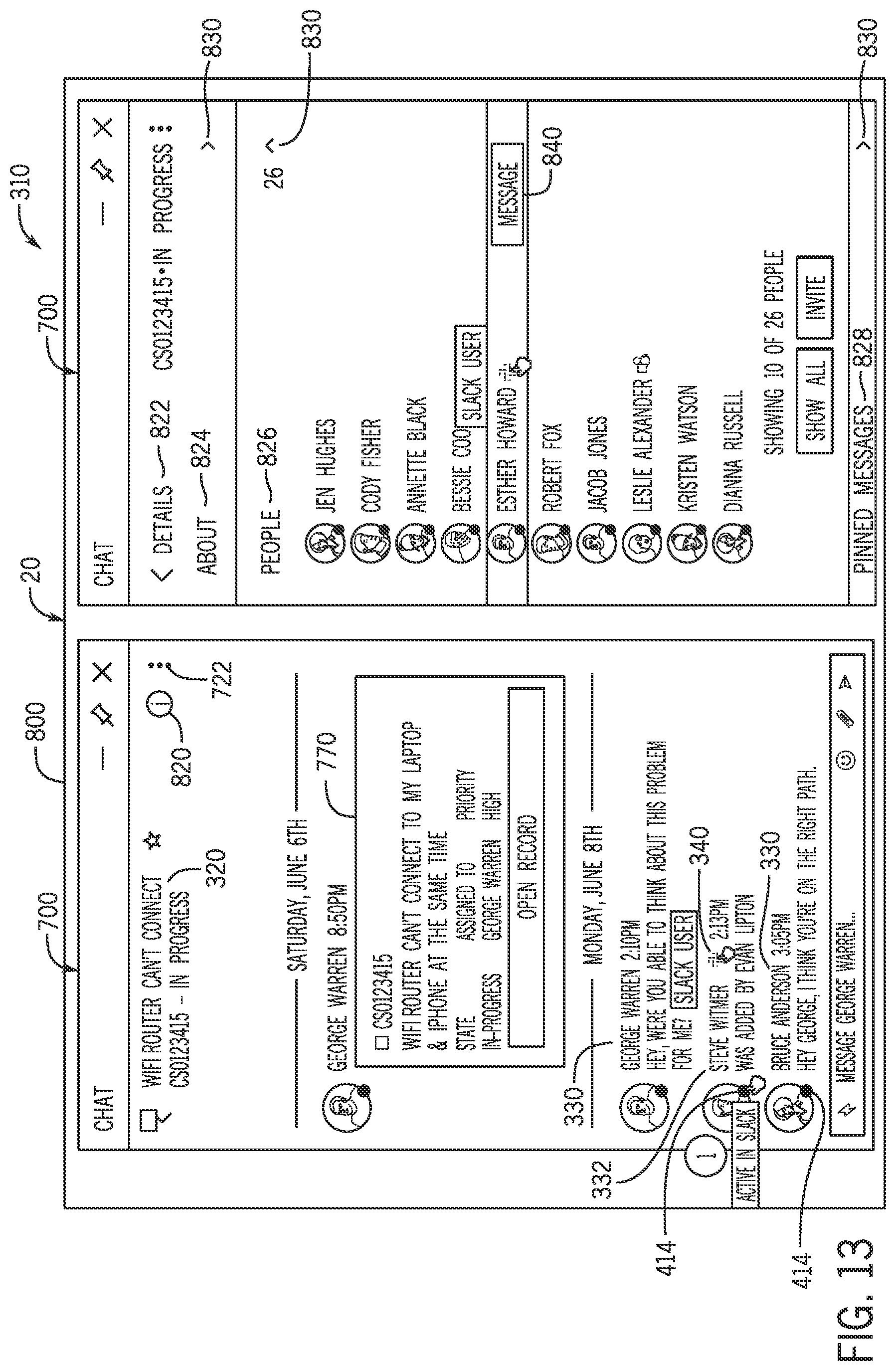 Patent US11784962 Figure 12 – Systems and methods for collaborative chat with non-native chat platforms