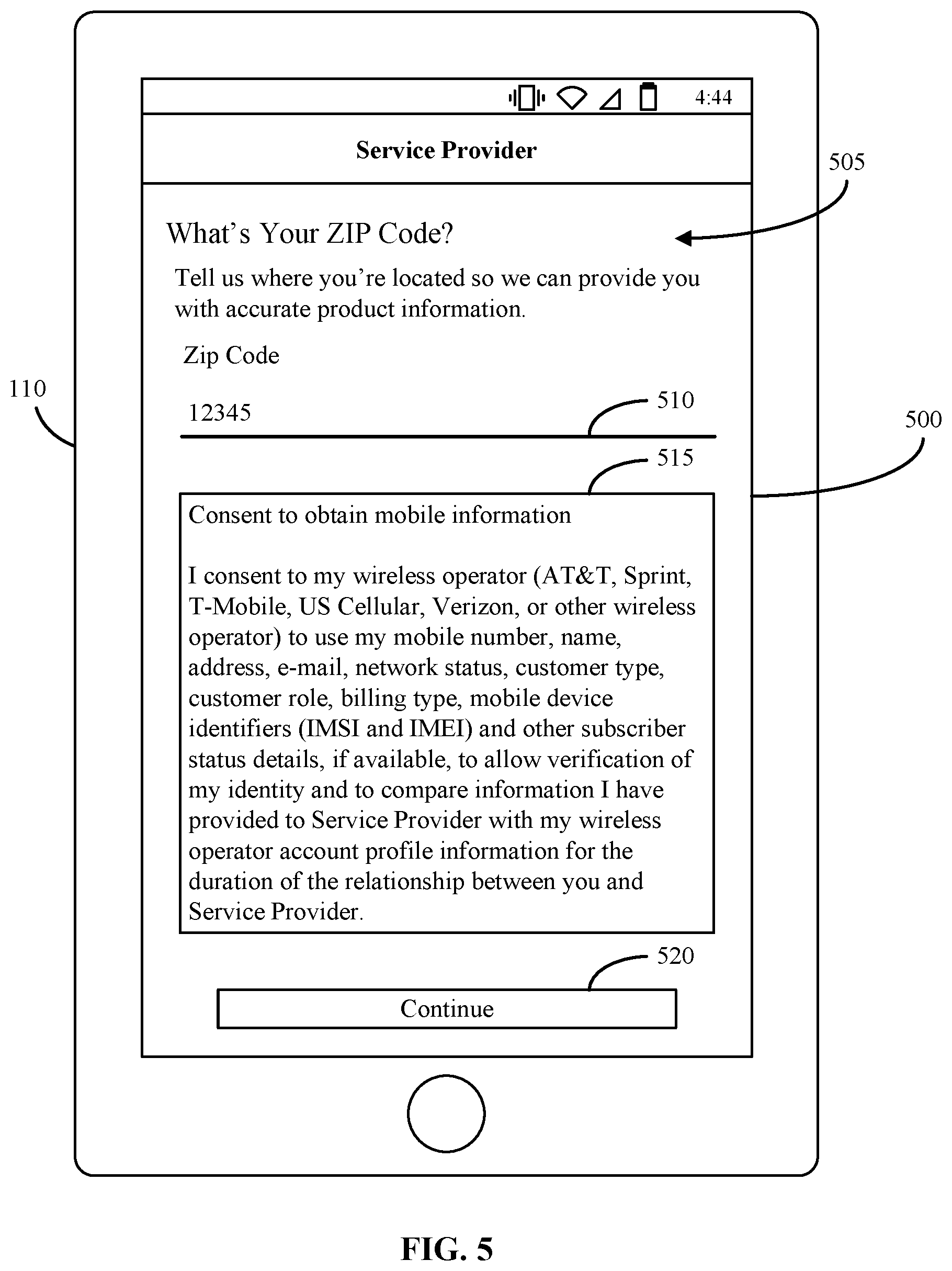Patent US11785008 Figure 5 – Passive authentication during mobile application registration