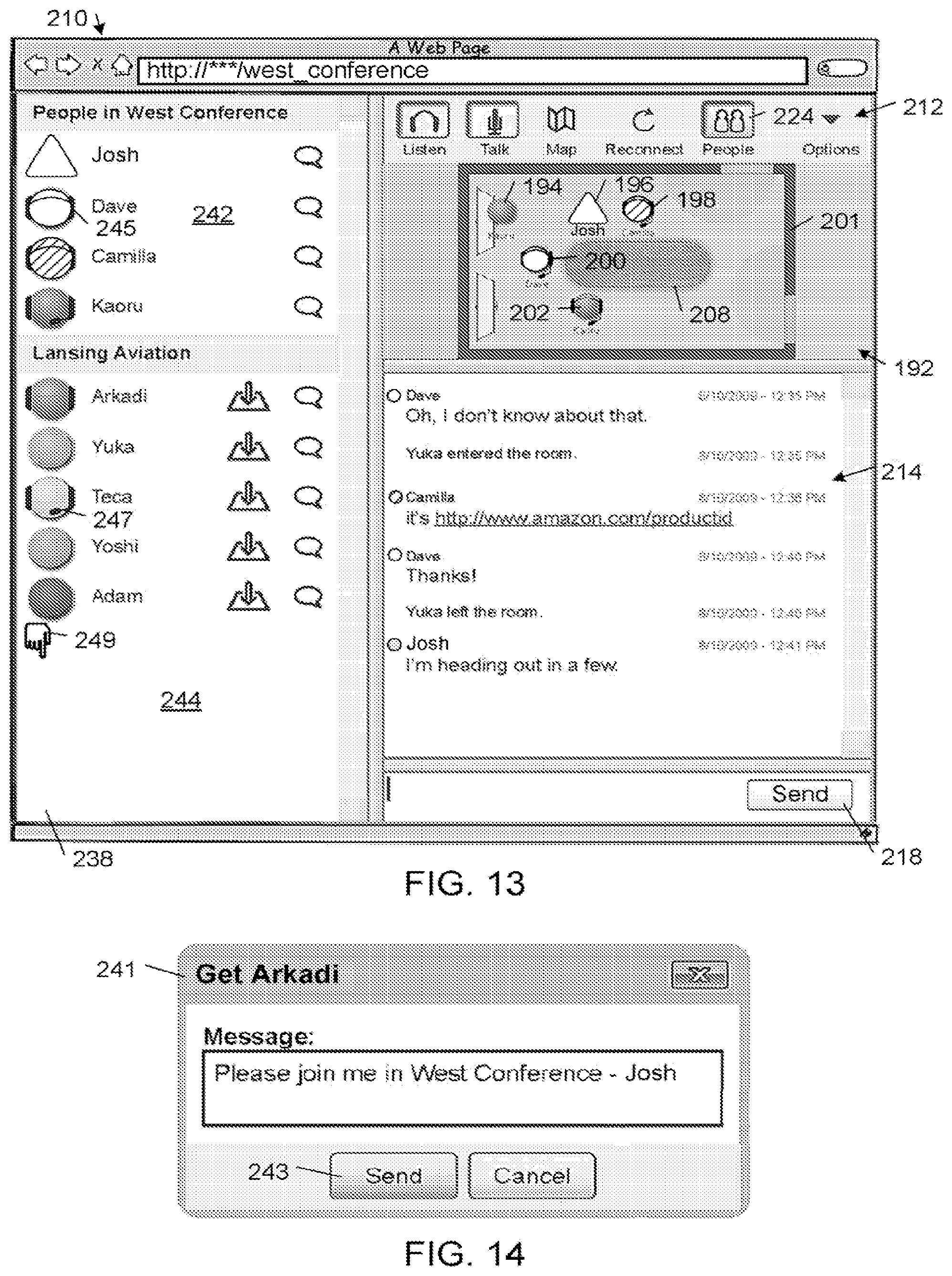 Patent US11785056 Figure 9 – Web browser interface for spatial communication environments