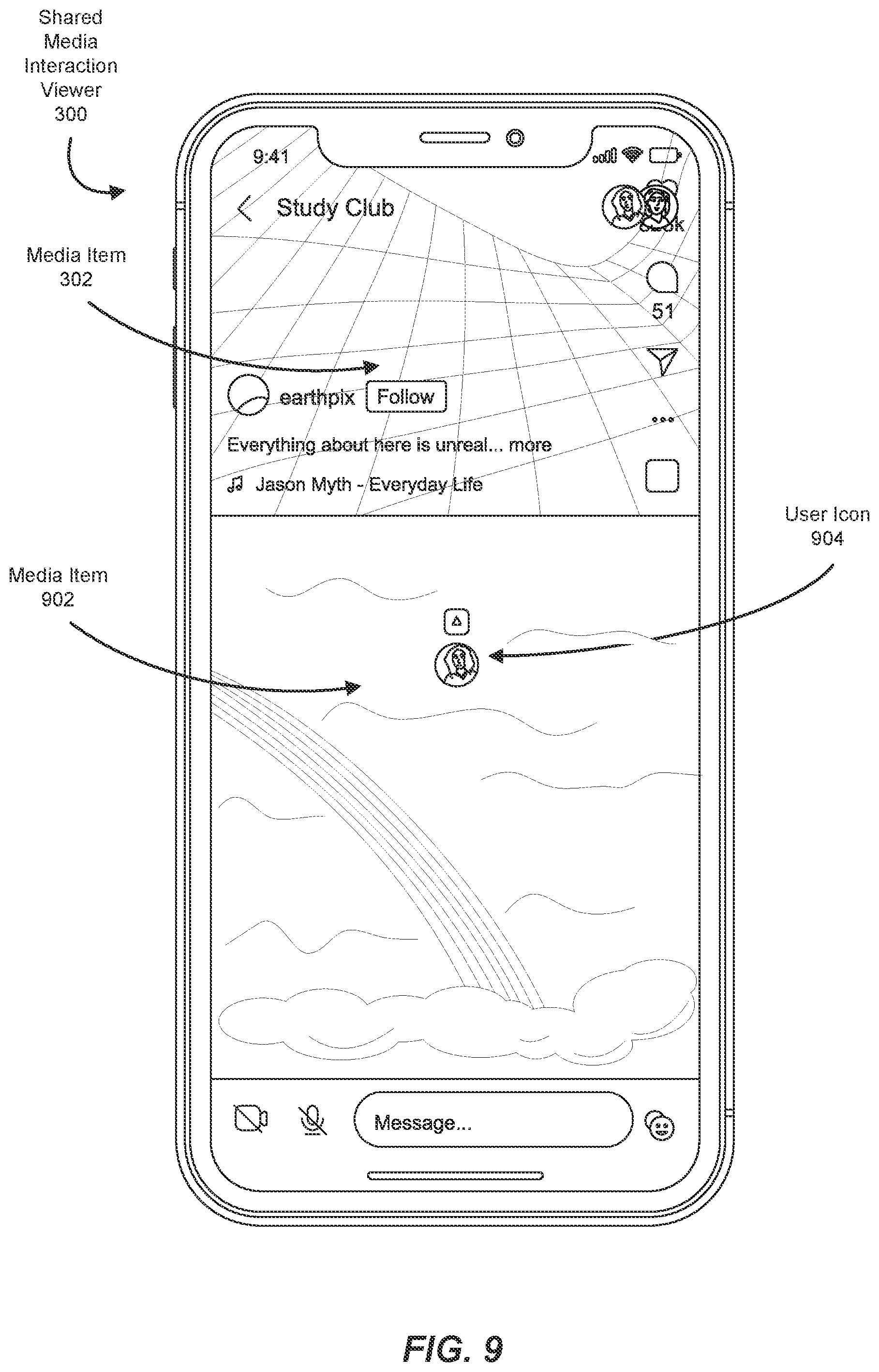 Patent US11785062 Figure 9 – Systems and methods for enabling shared media interactions