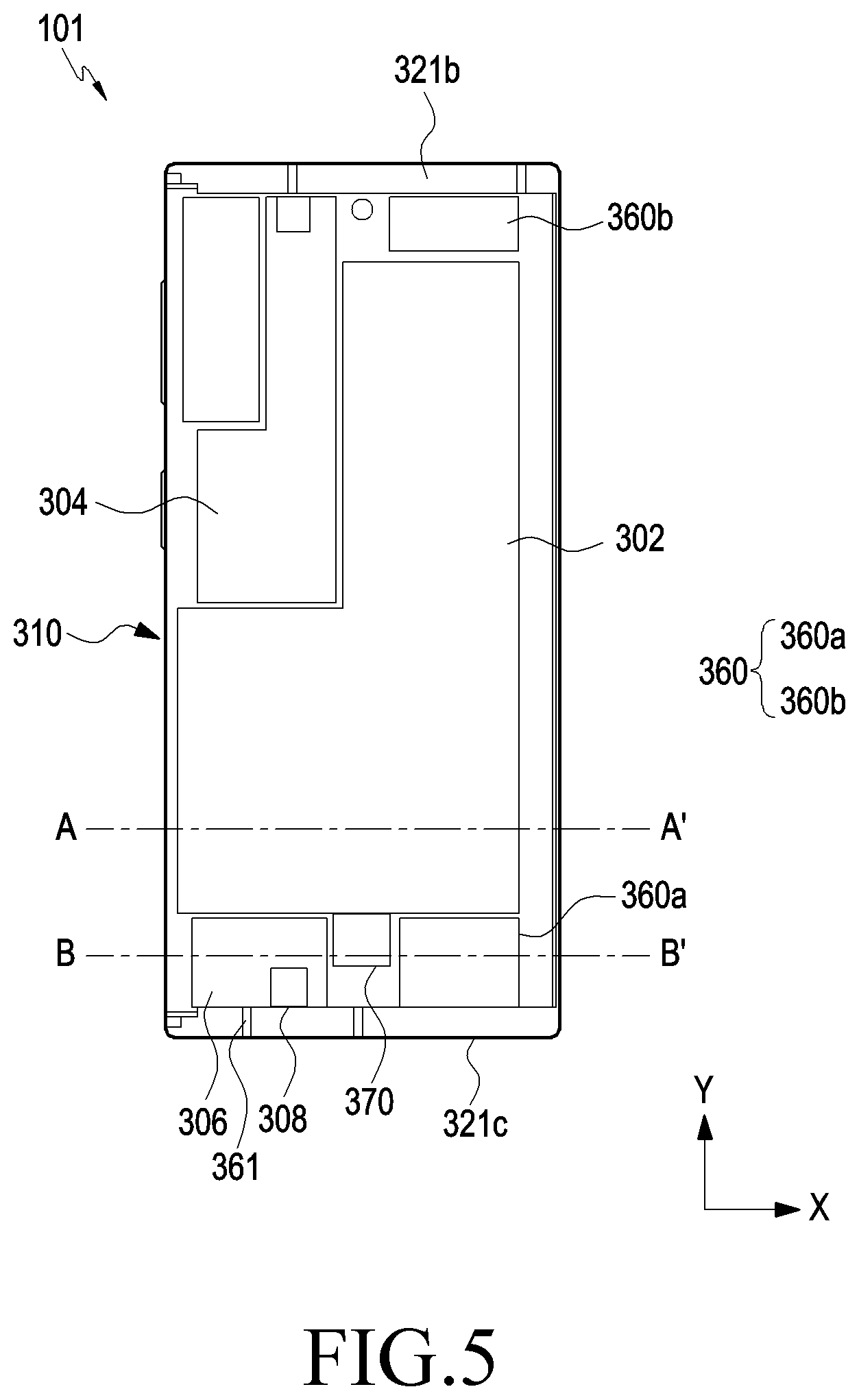 Patent US11785126 Figure 5 – Electronic device including acoustic assembly