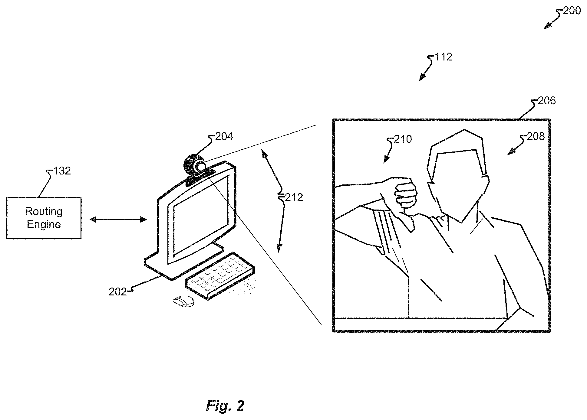 Patent US11785140 Figure 2 – Gesture-based call center agent state change control