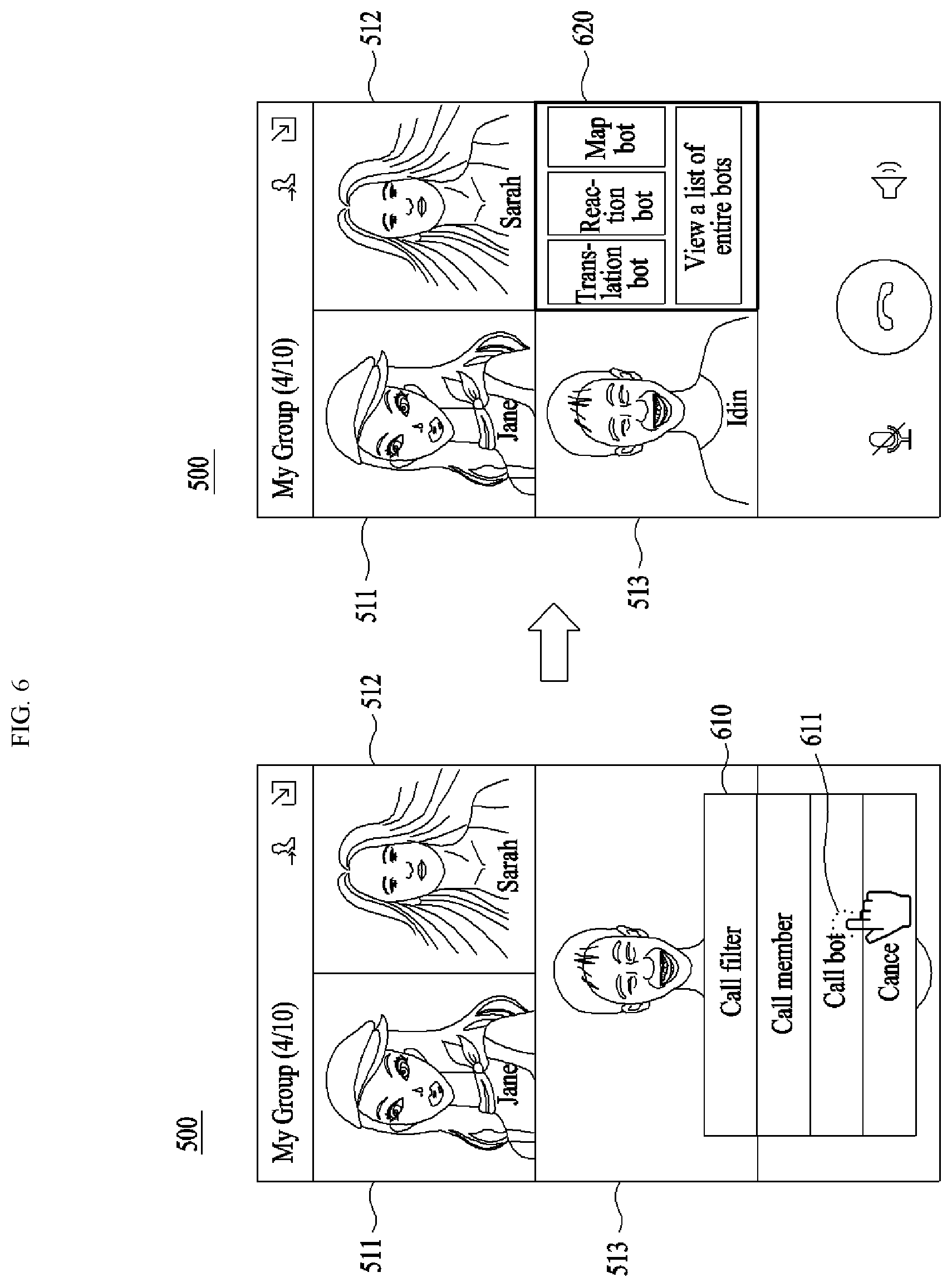 Patent US11785178 Figure 6 – Method, system, and non-transitory computer readable record medium for providing communication using video call bot