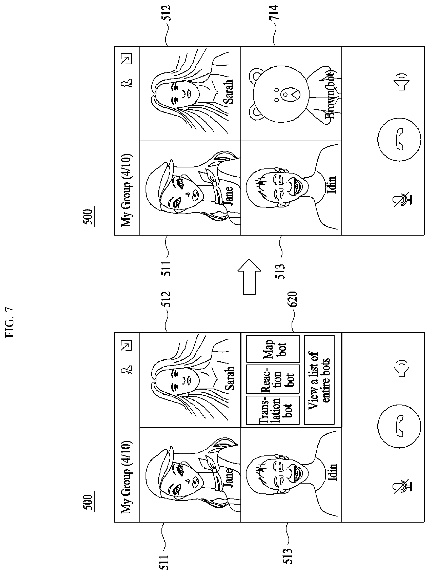 Patent US11785178 Figure 7 – Method, system, and non-transitory computer readable record medium for providing communication using video call bot