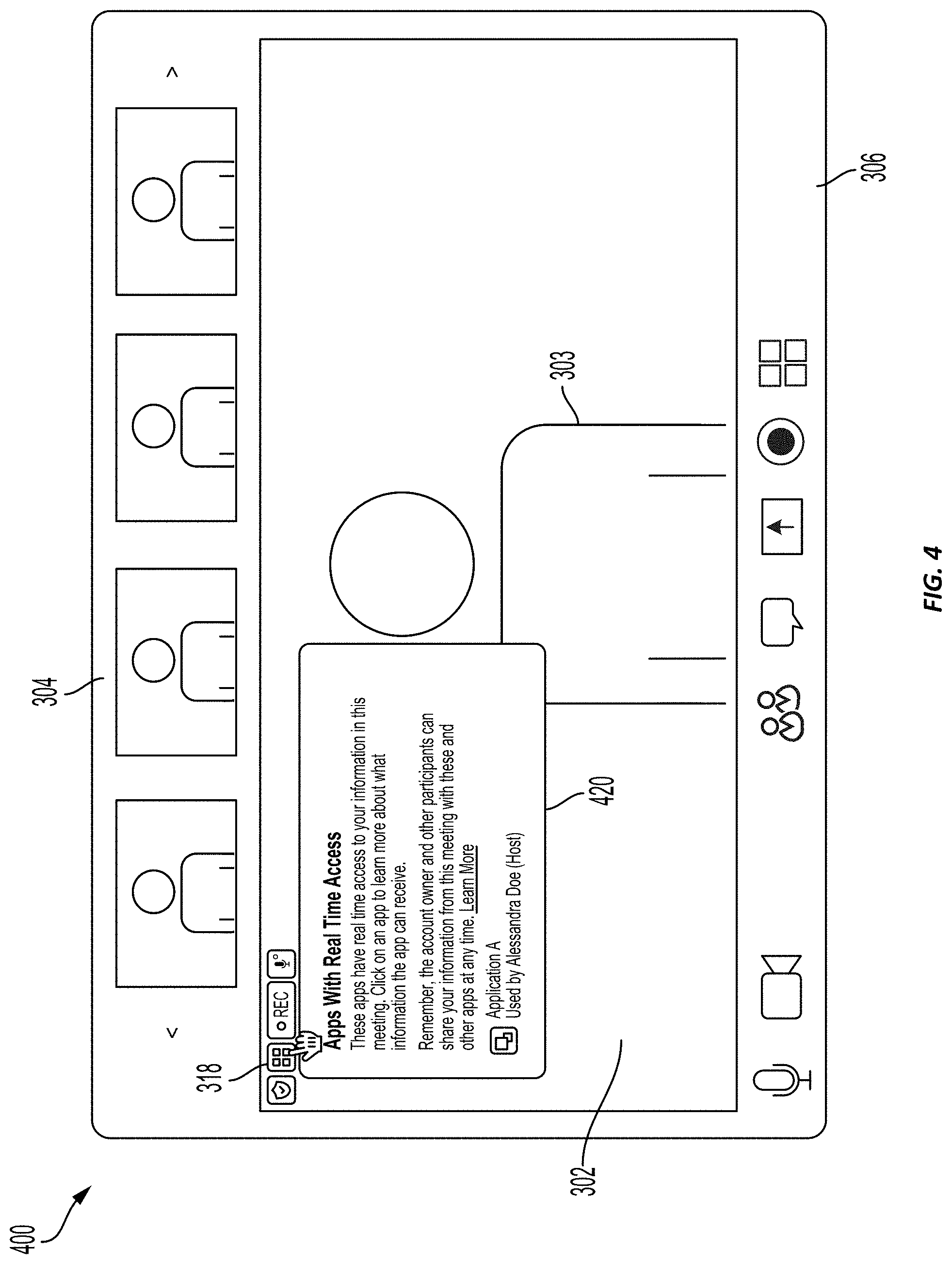 Patent US11785181 Figure 4 – Application access signal for videoconferences