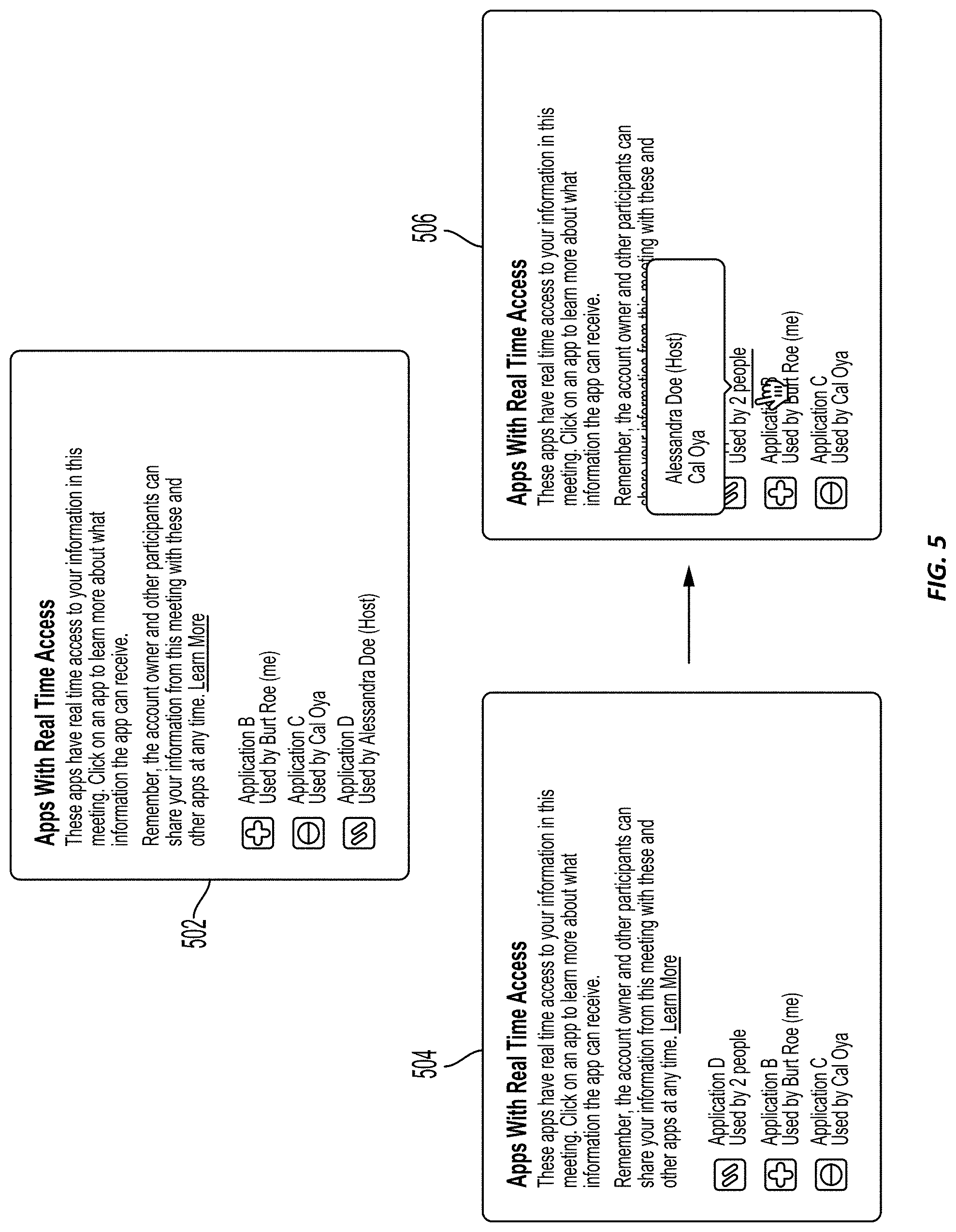 Patent US11785181 Figure 5 – Application access signal for videoconferences