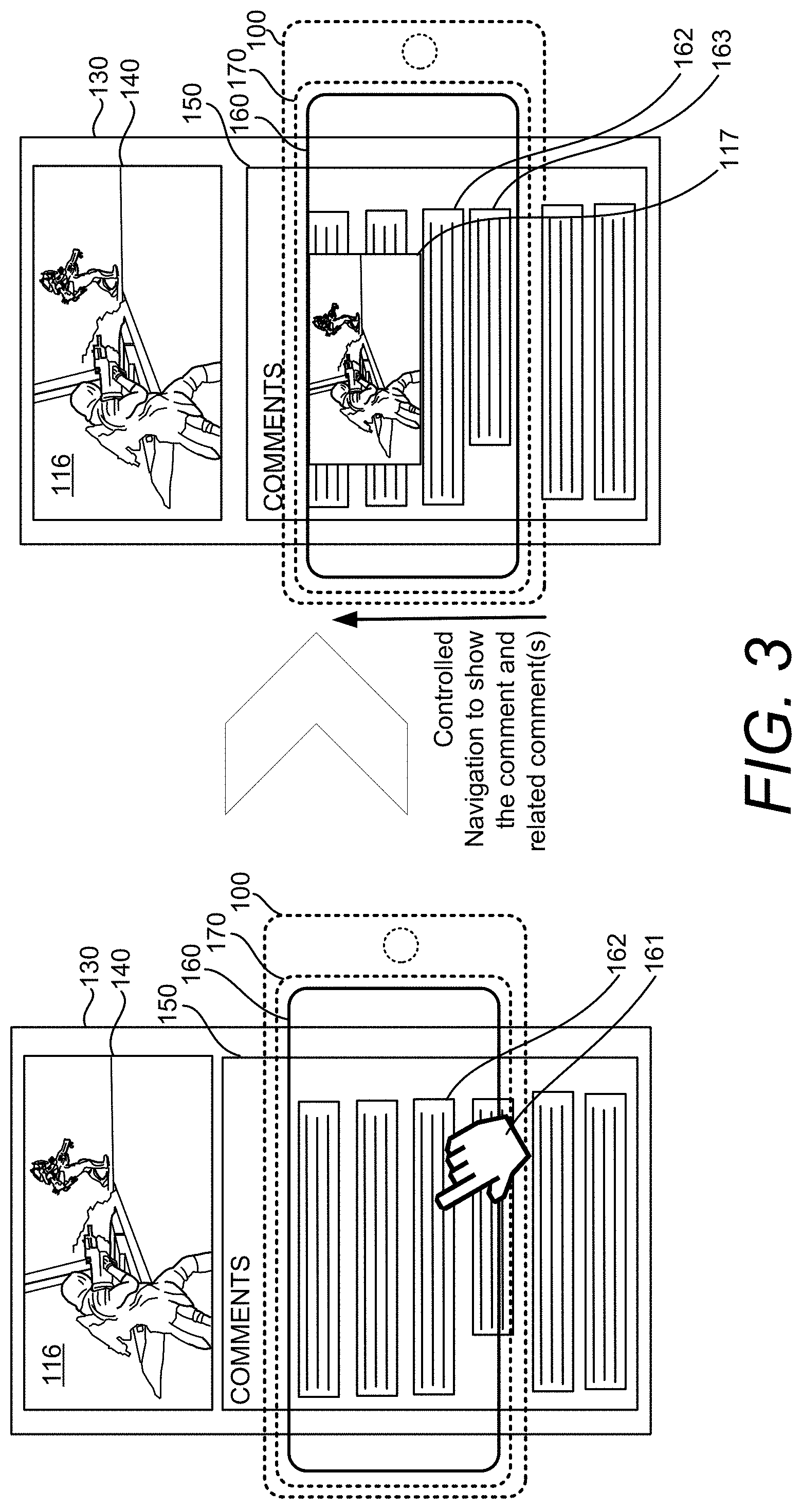 Patent US11785194 Figure 3 – Contextually-aware control of a user interface displaying a video and related user text