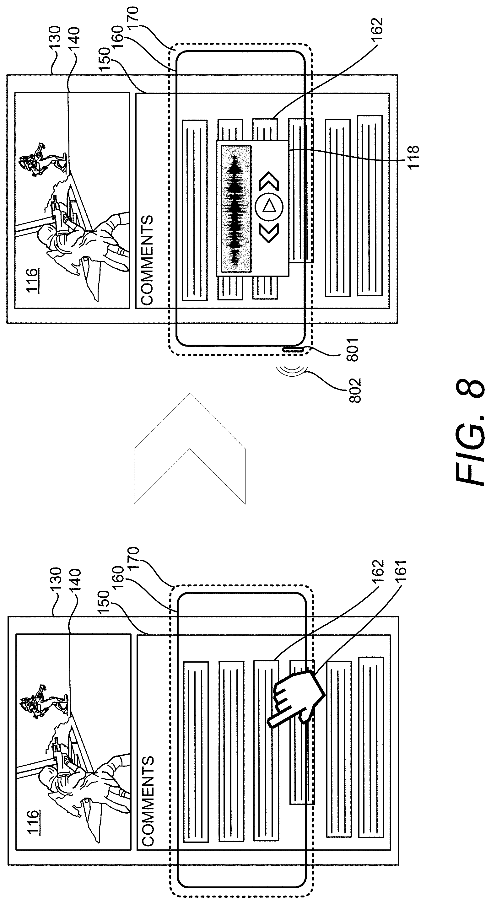 Patent US11785194 Figure 9 – Contextually-aware control of a user interface displaying a video and related user text