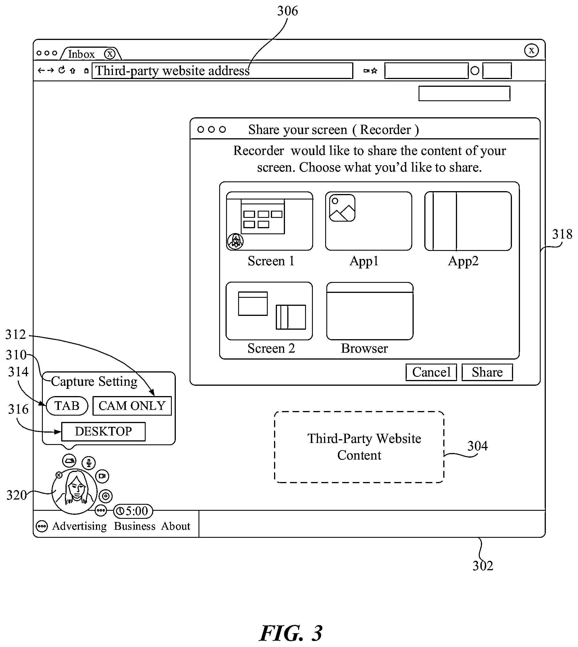 Patent US11785282 Figure 3 – Web-hosted video recording and associated systems and methods