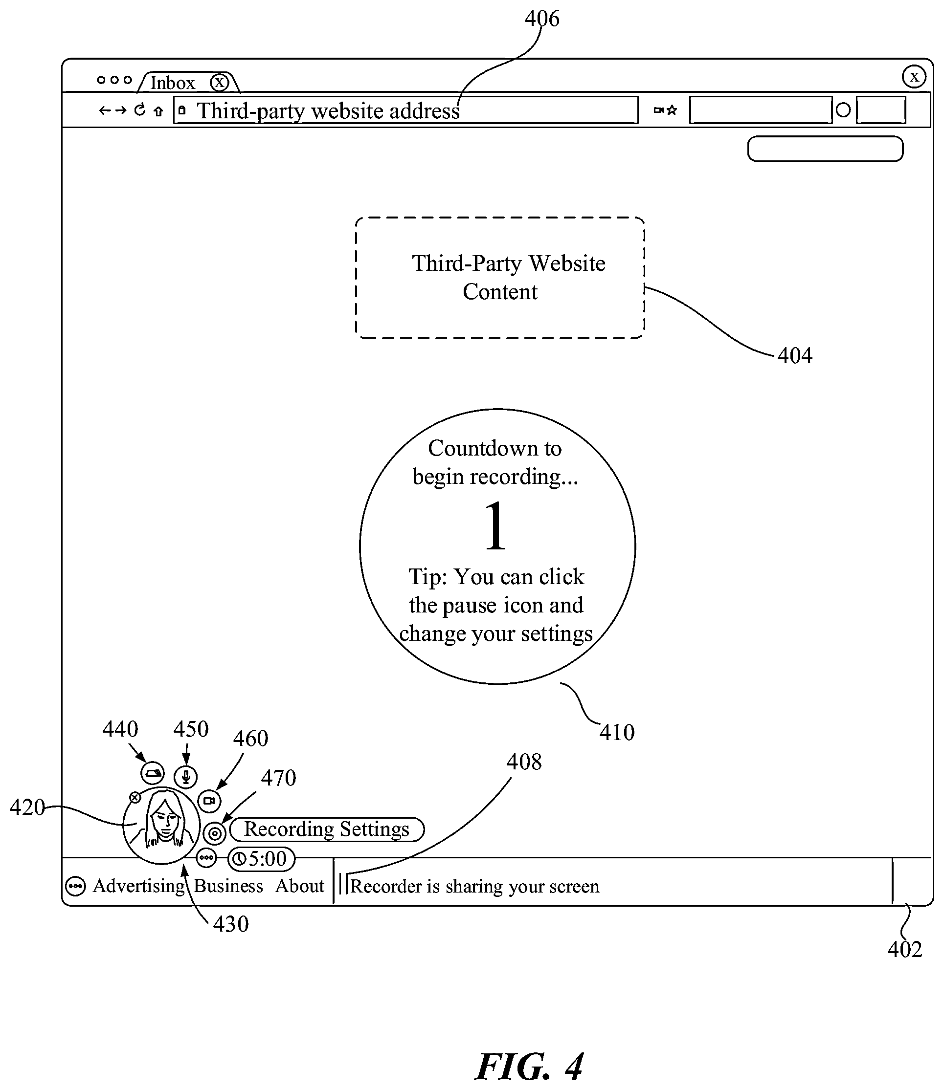 Patent US11785282 Figure 4 – Web-hosted video recording and associated systems and methods