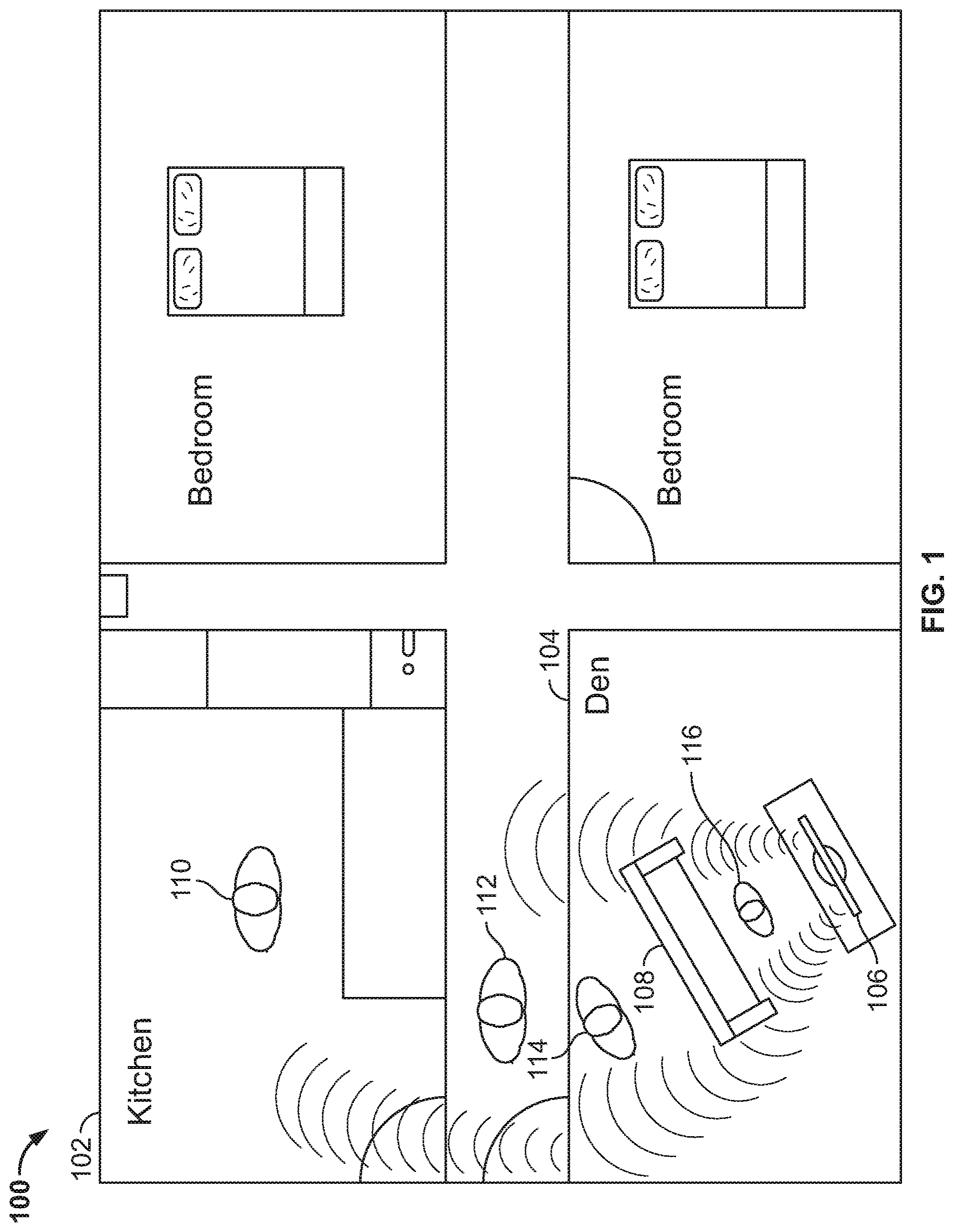 Patent US11785294 — Systems and methods for dynamically adjusting media output based on presence detection of individuals — Figure 1