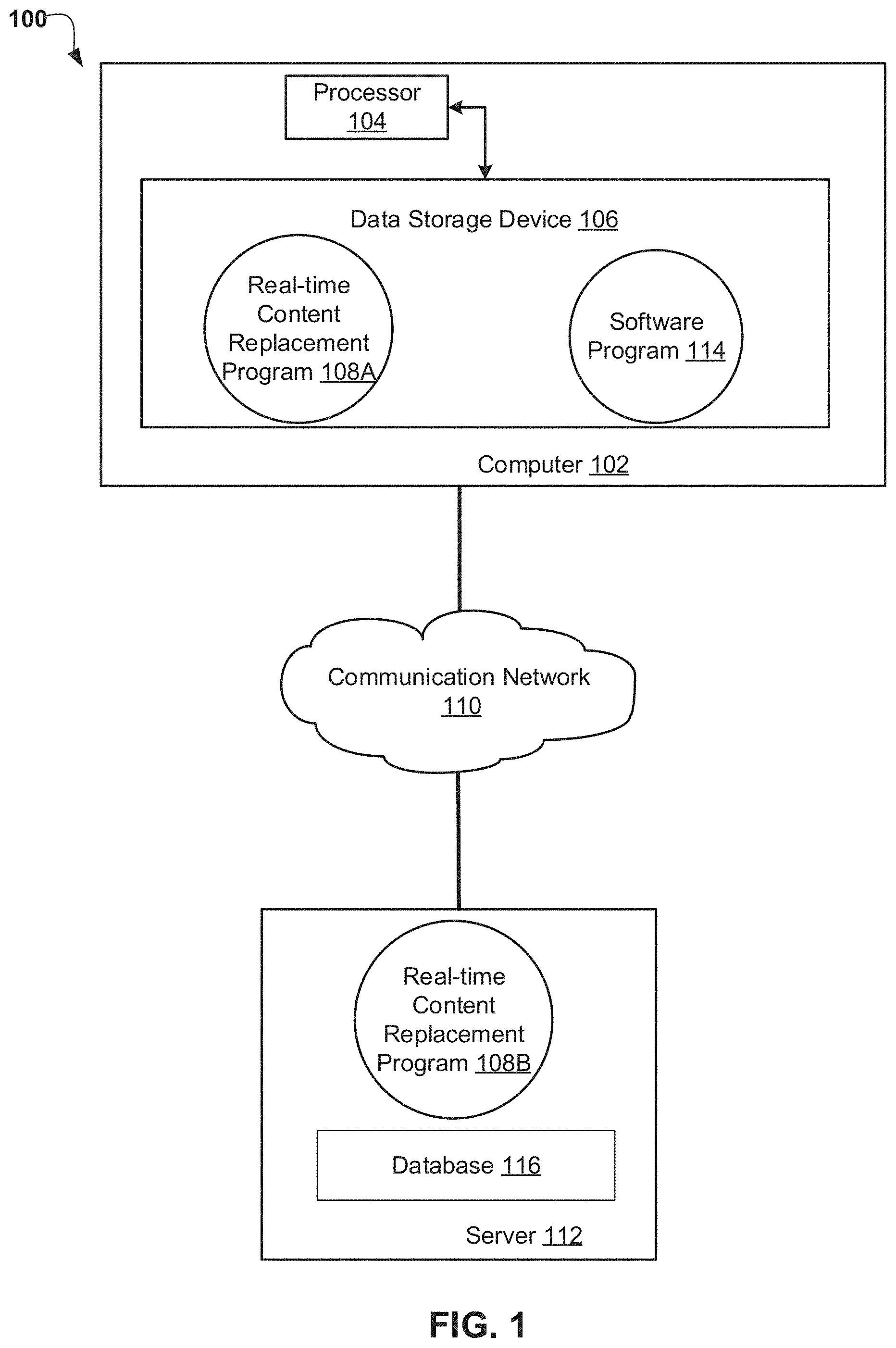 Patent US11785298 Figure 1 – Automatic replacement of media content associated with a real-time broadcast