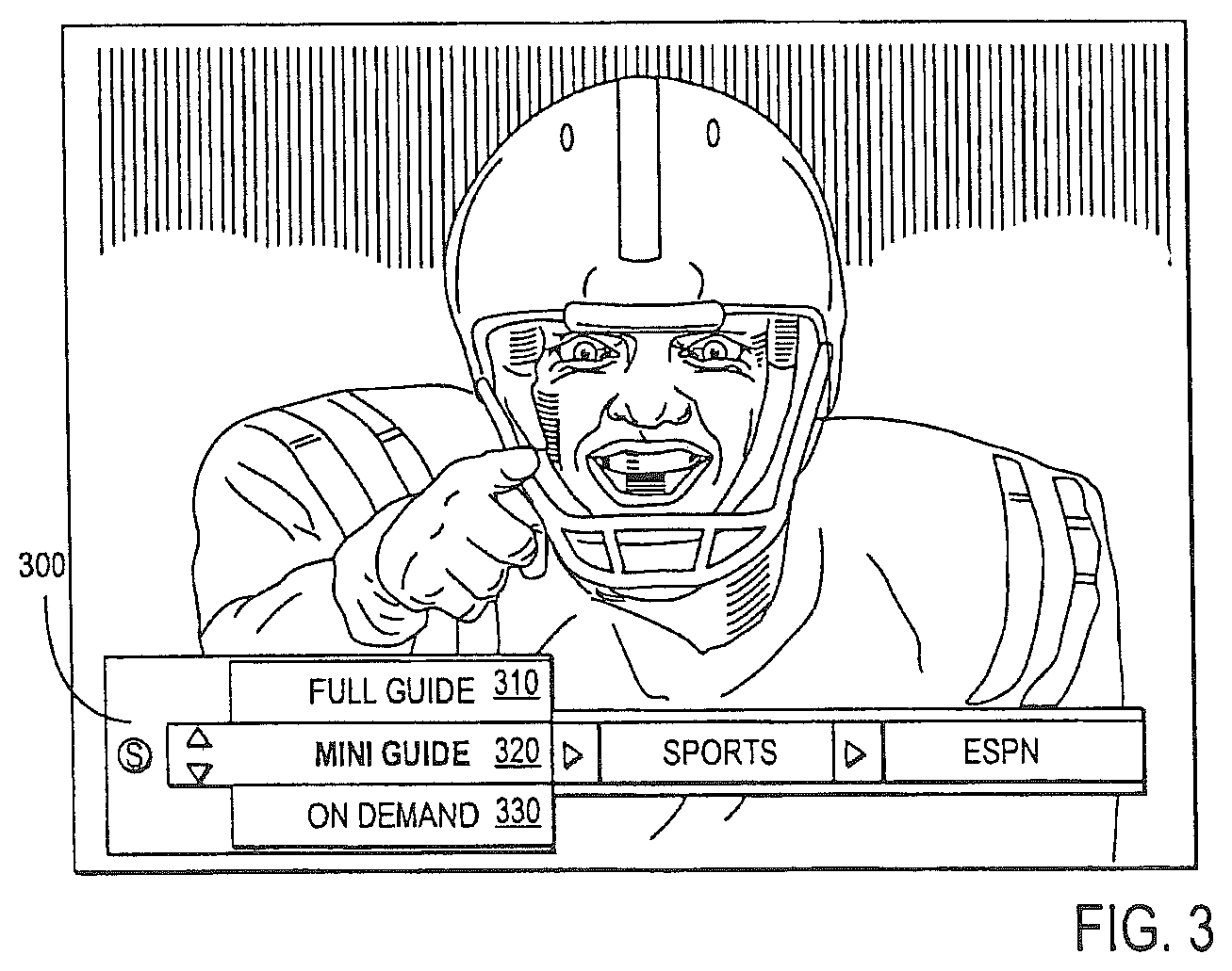 Patent US11785308 Figure 3 – Contextual navigational control for digital television