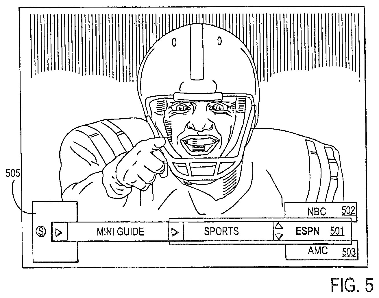 Patent US11785308 Figure 5 – Contextual navigational control for digital television
