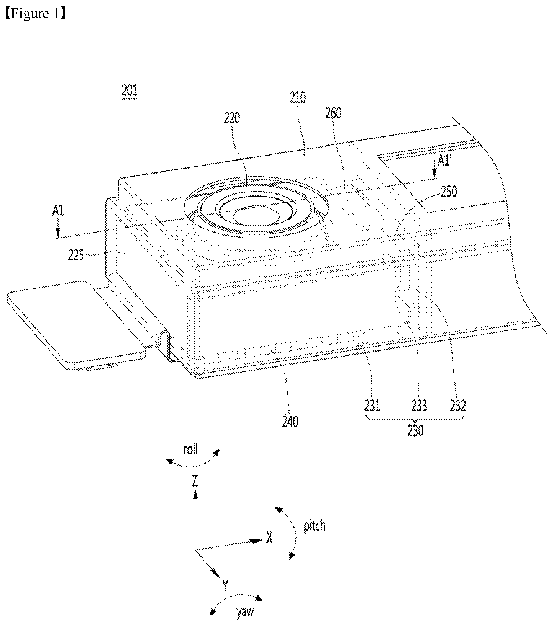 Patent US11785319 Figure 1 – Camera module having gyro sensor and camera including the same