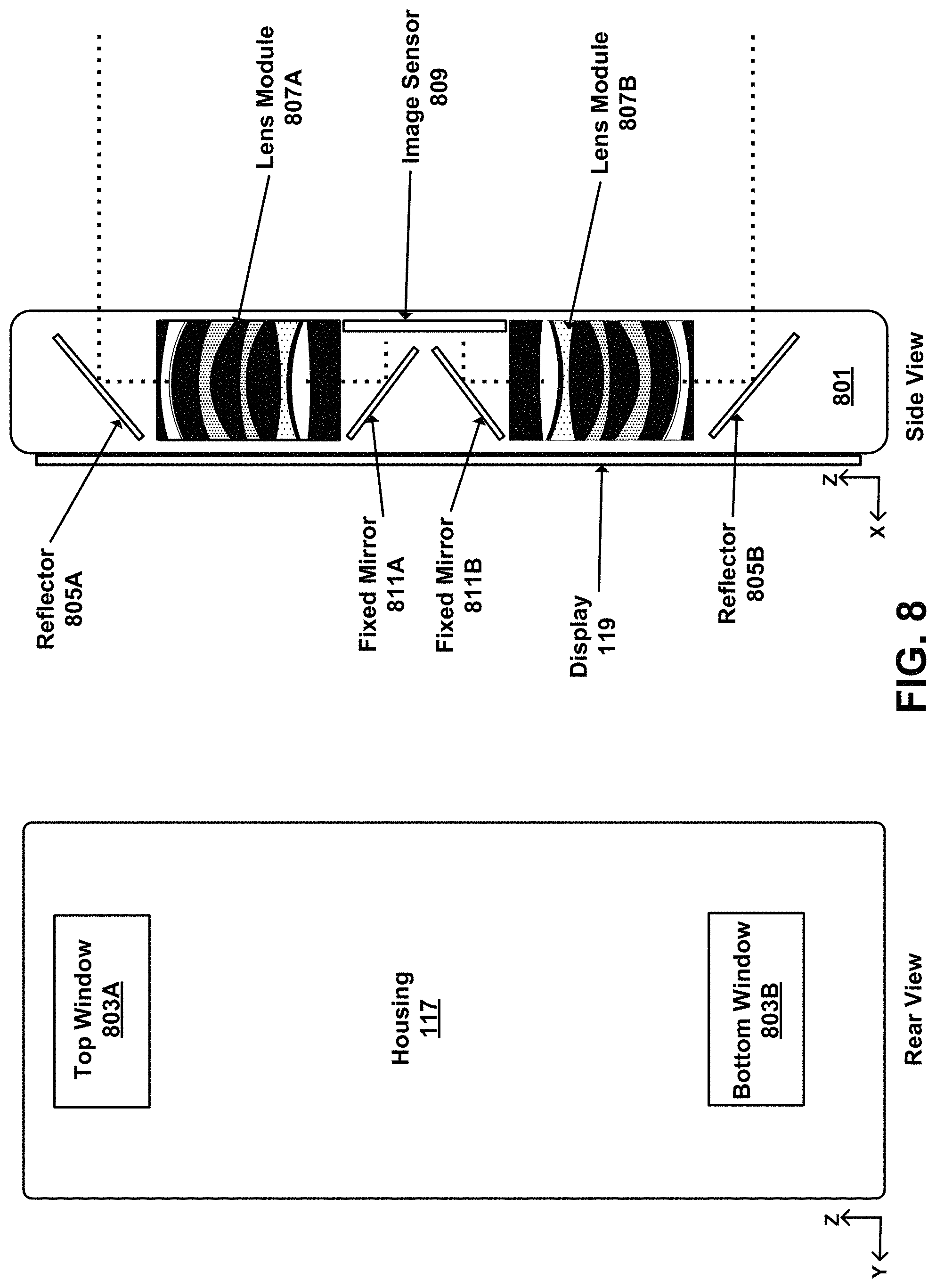 Patent US11785322 Figure 13 – Forming combined image by imaging system with rotatable reflector