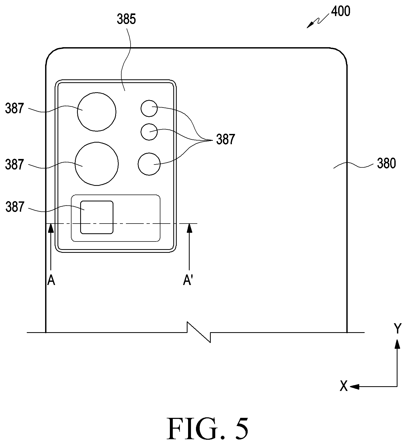 Patent US11785323 Figure 5 – Camera module including refractive member and electronic device including refractive member