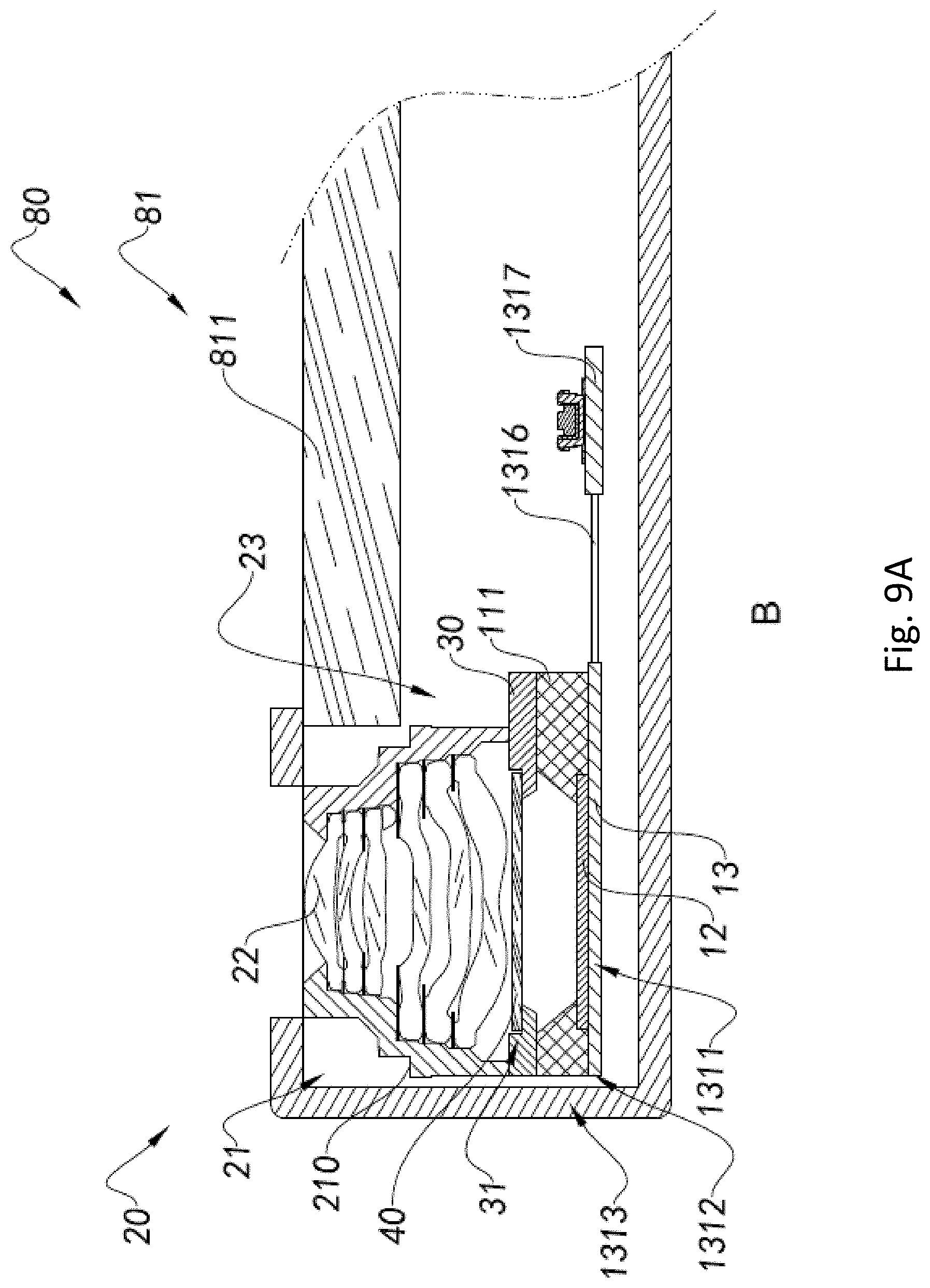 Patent US11785325 Figure 13 – Camera module having circuit board, molded base, and optical lens, electronic device having same and method for manufacturing camera module