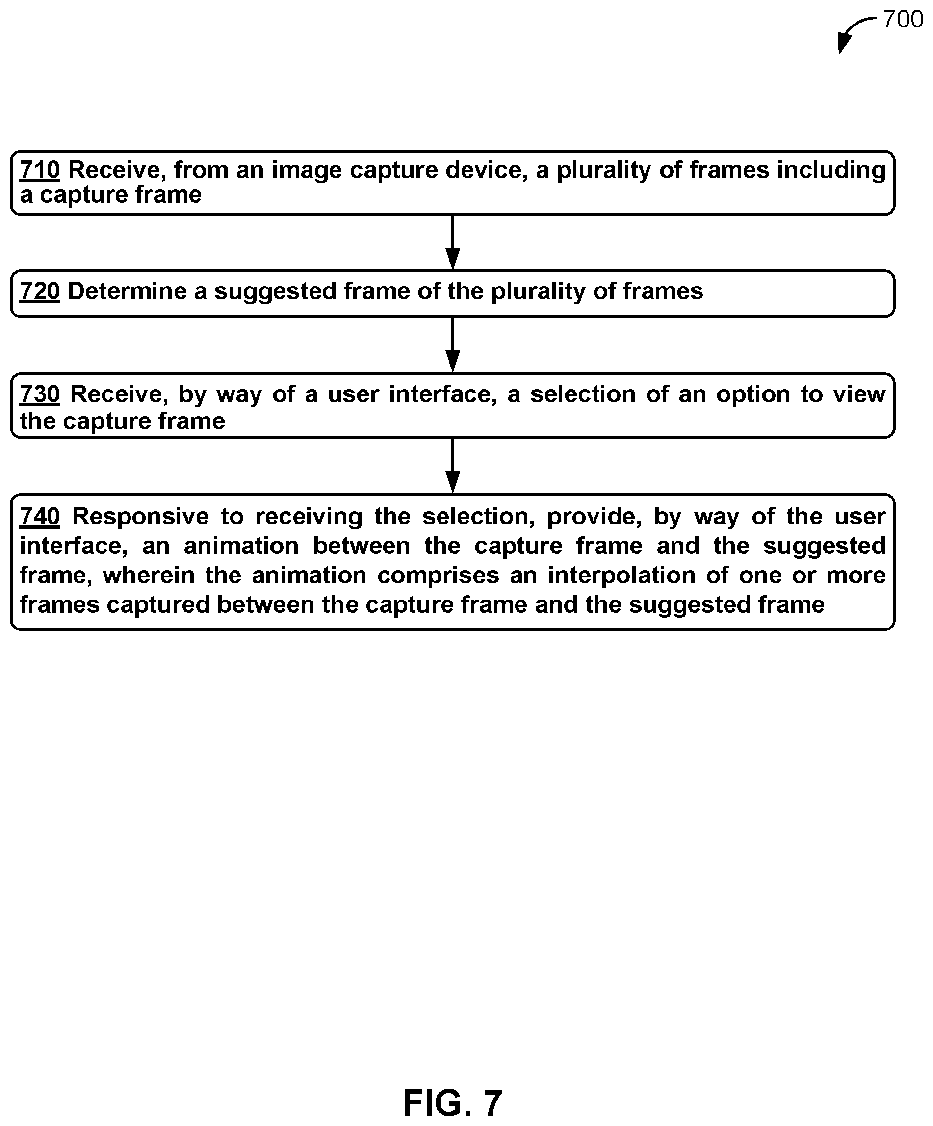Patent US11785334 Figure 7 – Method and device for image frame selection