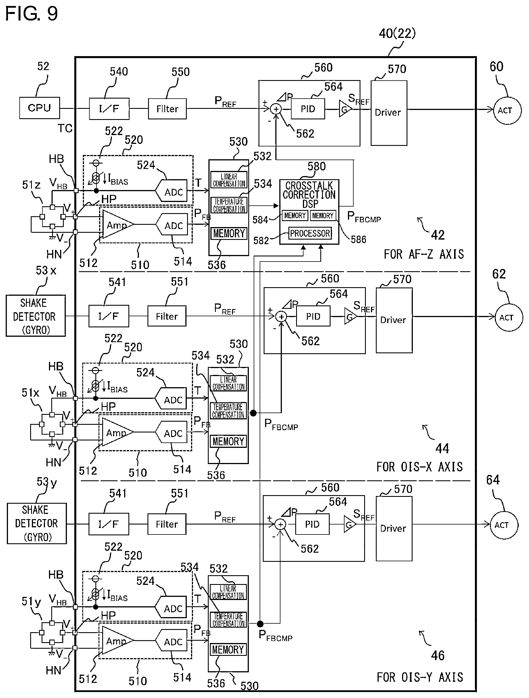 Patent US11785341 Figure 9 – Crosstalk correction method and actuator driver