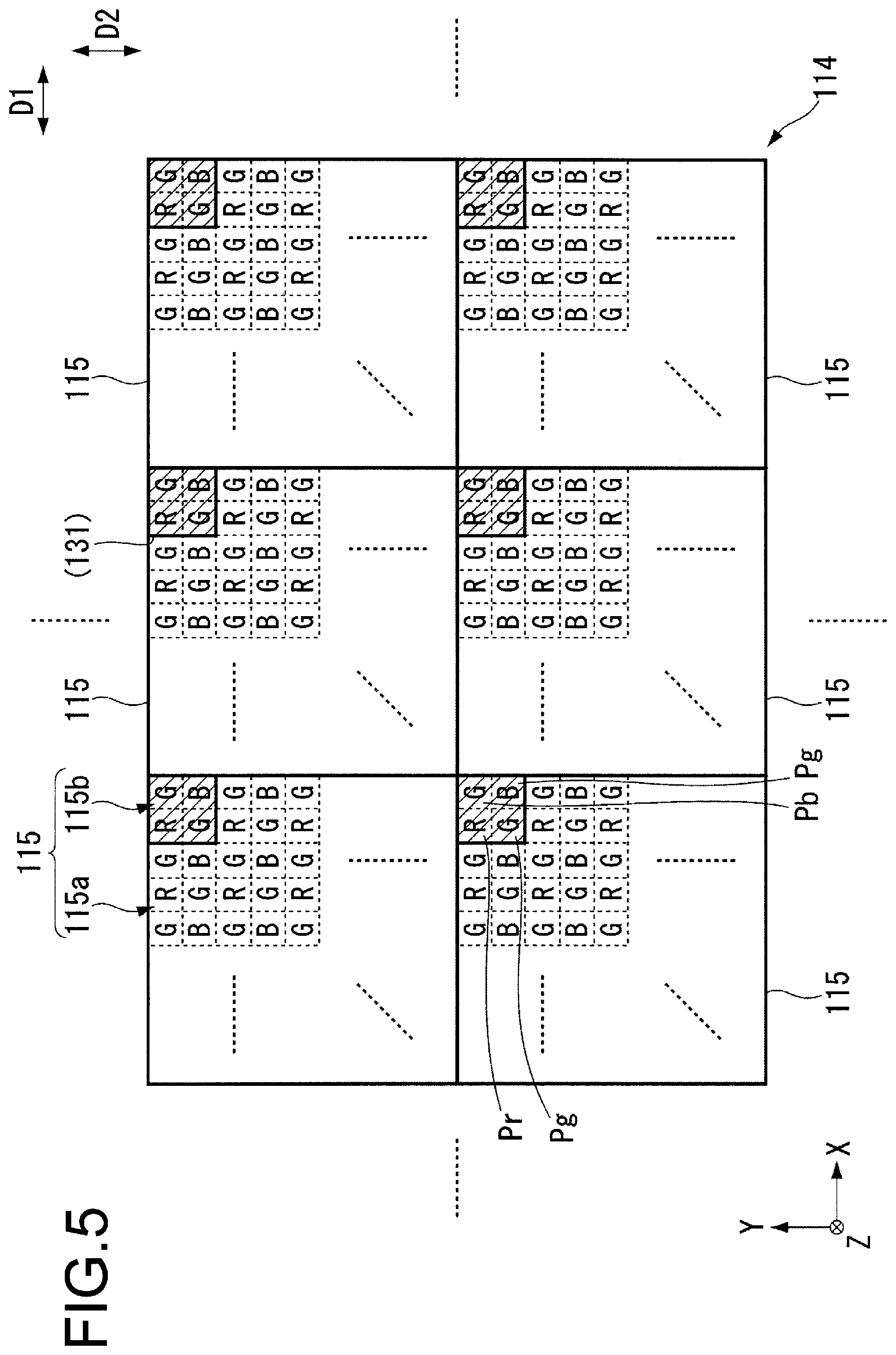 Patent US11785345 Figure 5 – Electronic device, imaging device, and imaging element for obtaining exposure of each area of image