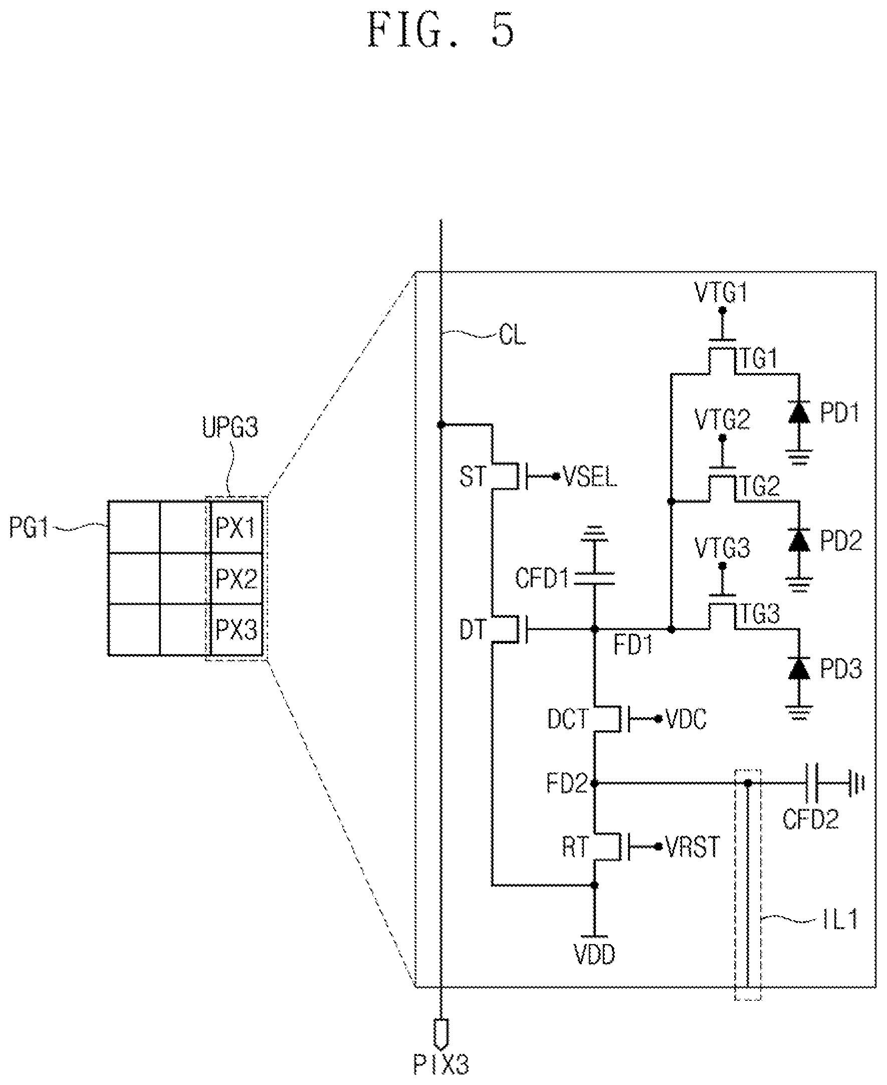 Patent US11785355 Figure 5 – Image sensor configured to improve artifact in binning mode