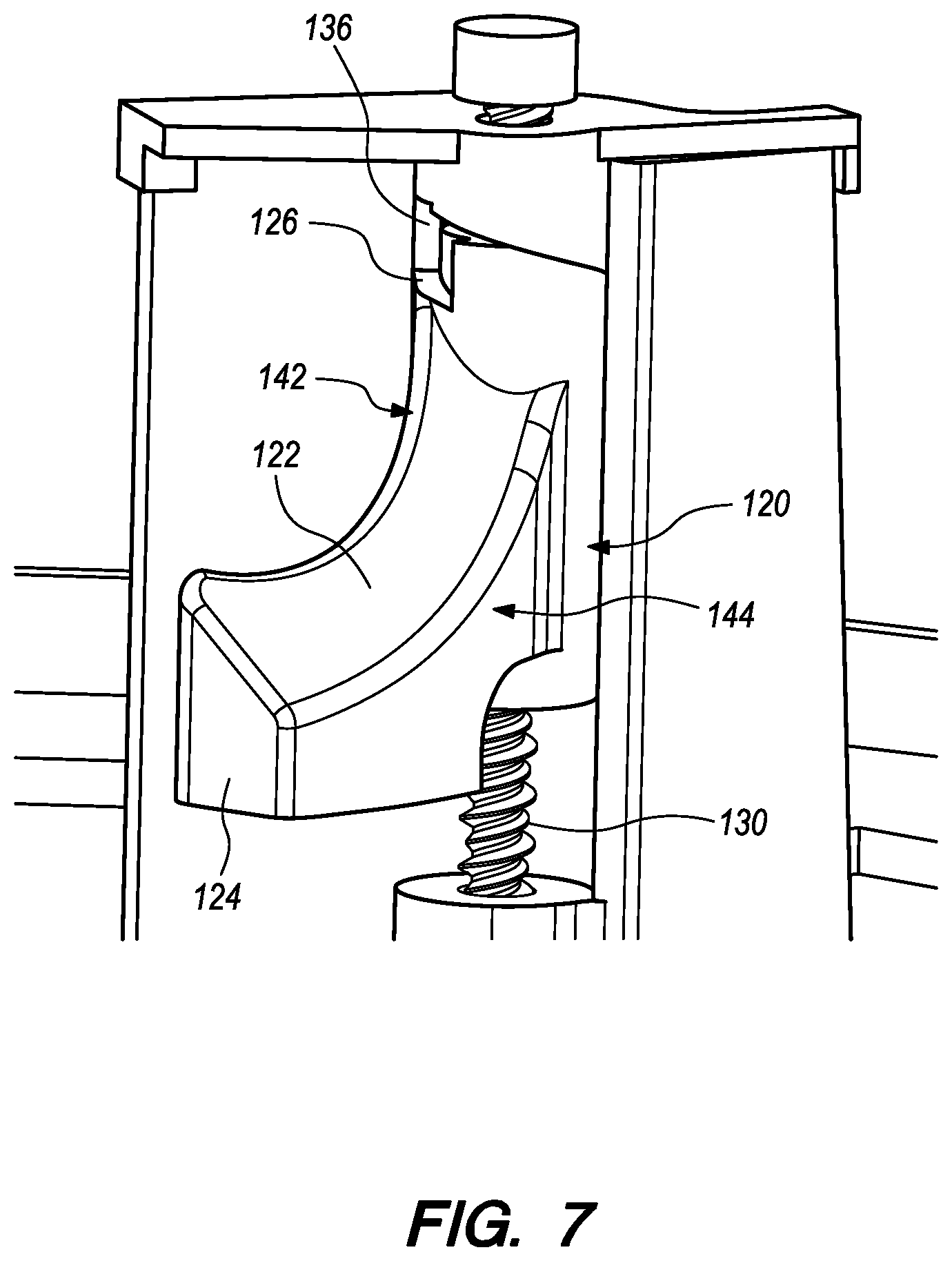 Patent US11785367 Figure 7 – Speaker mount with spring-loaded latch