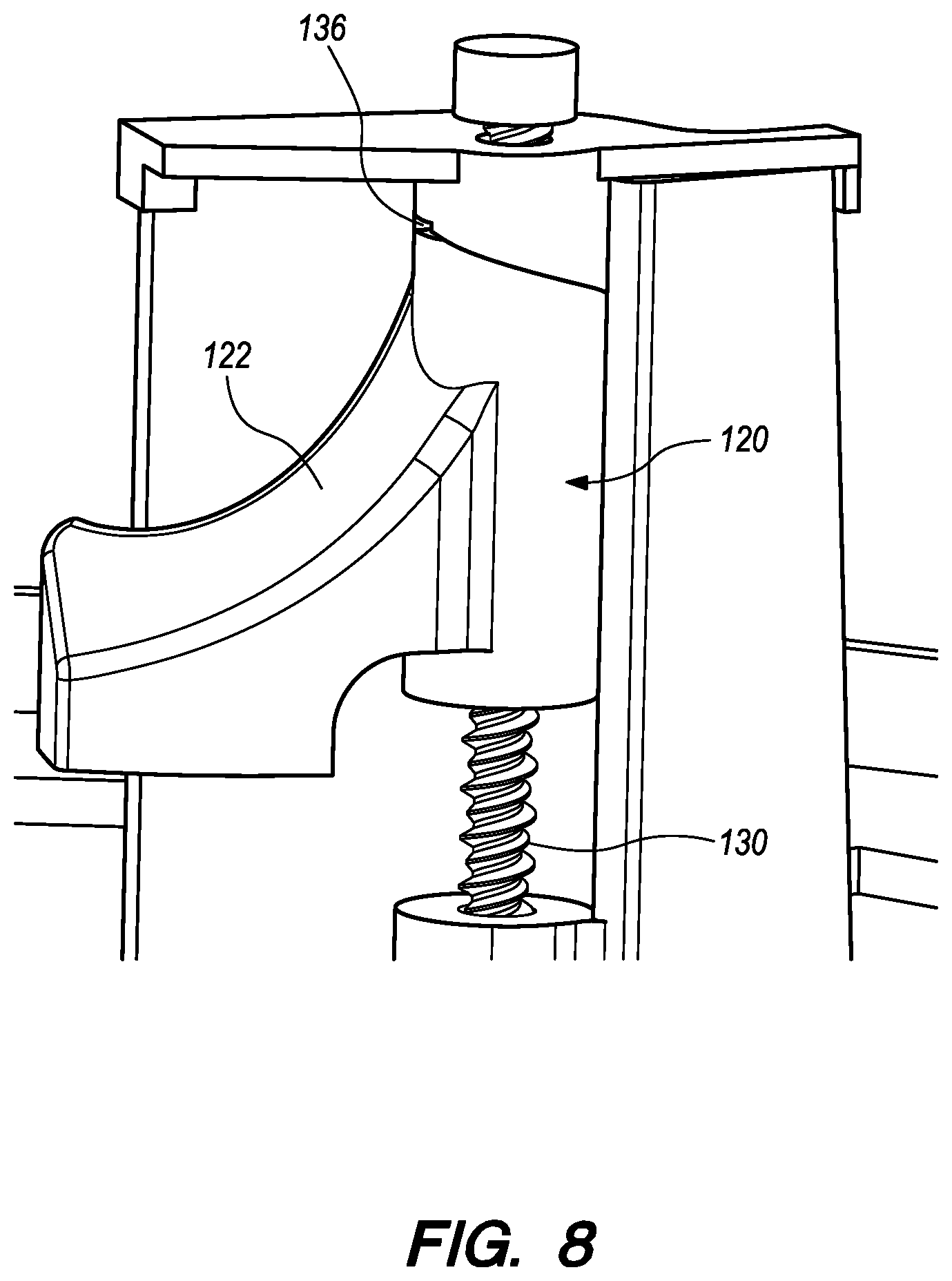 Patent US11785367 Figure 8 – Speaker mount with spring-loaded latch