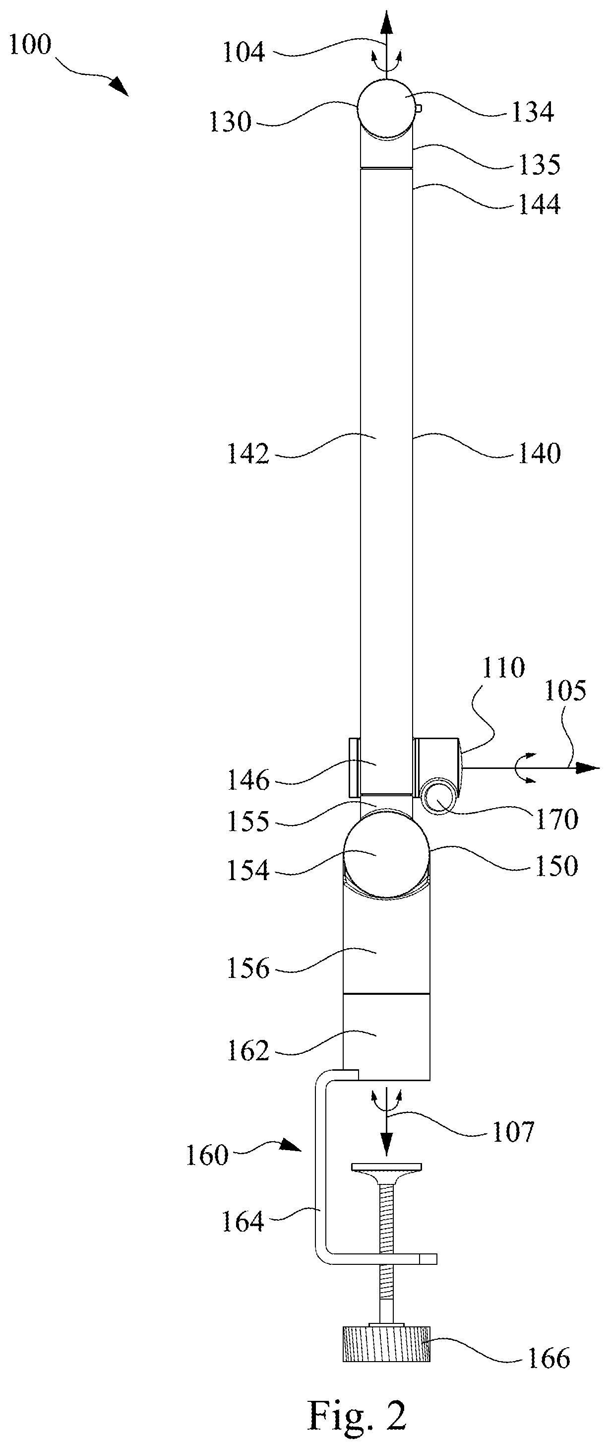Patent US11785369 Figure 2 – Multi-dimensional microphone stand