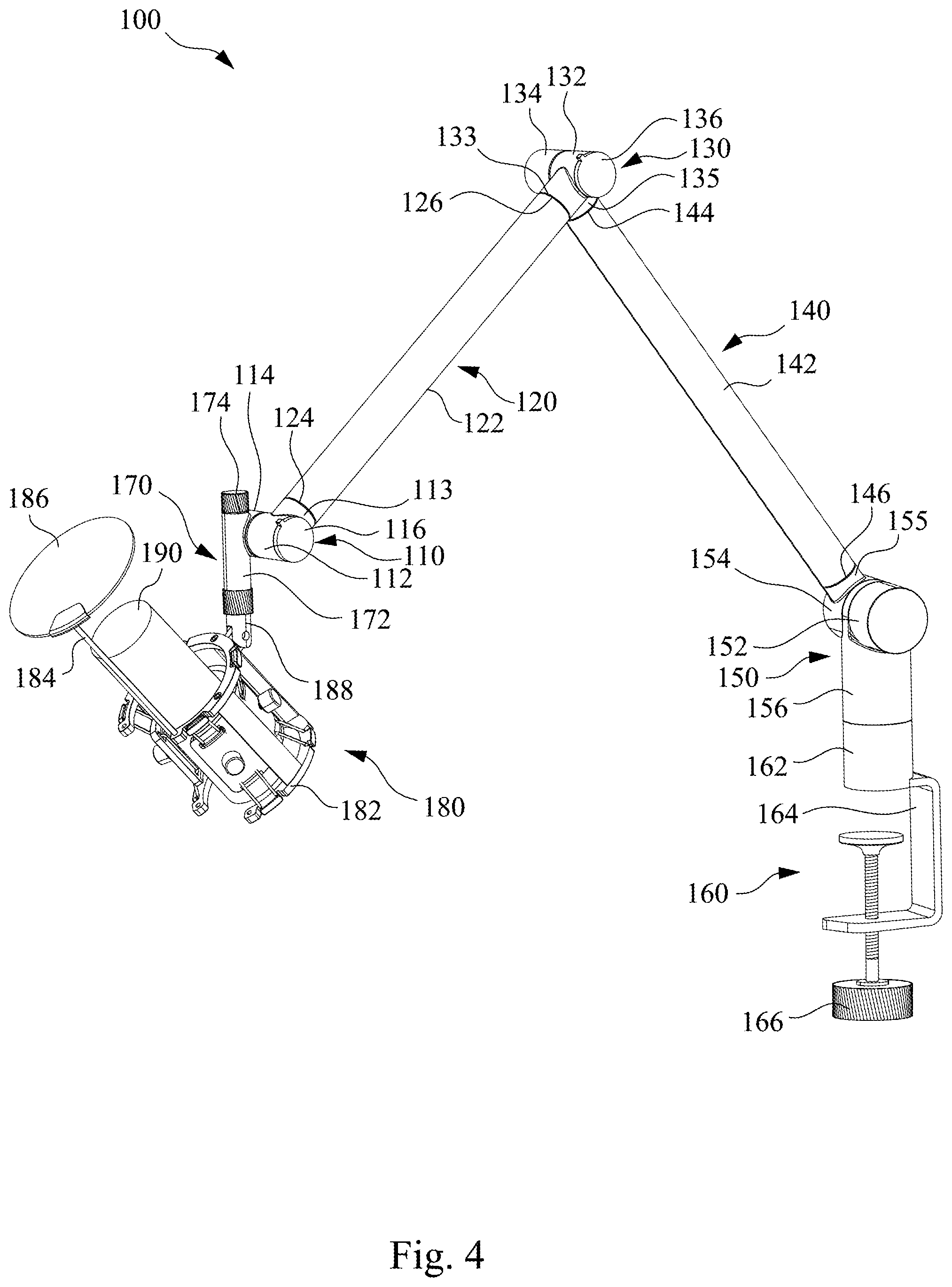 Patent US11785369 Figure 4 – Multi-dimensional microphone stand