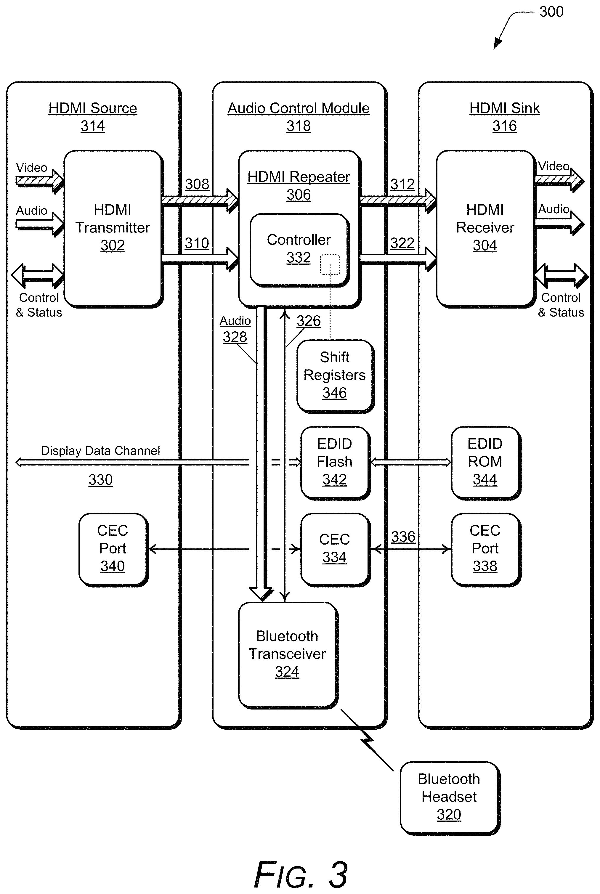 Patent US11785388 Figure 3 – Audio control module