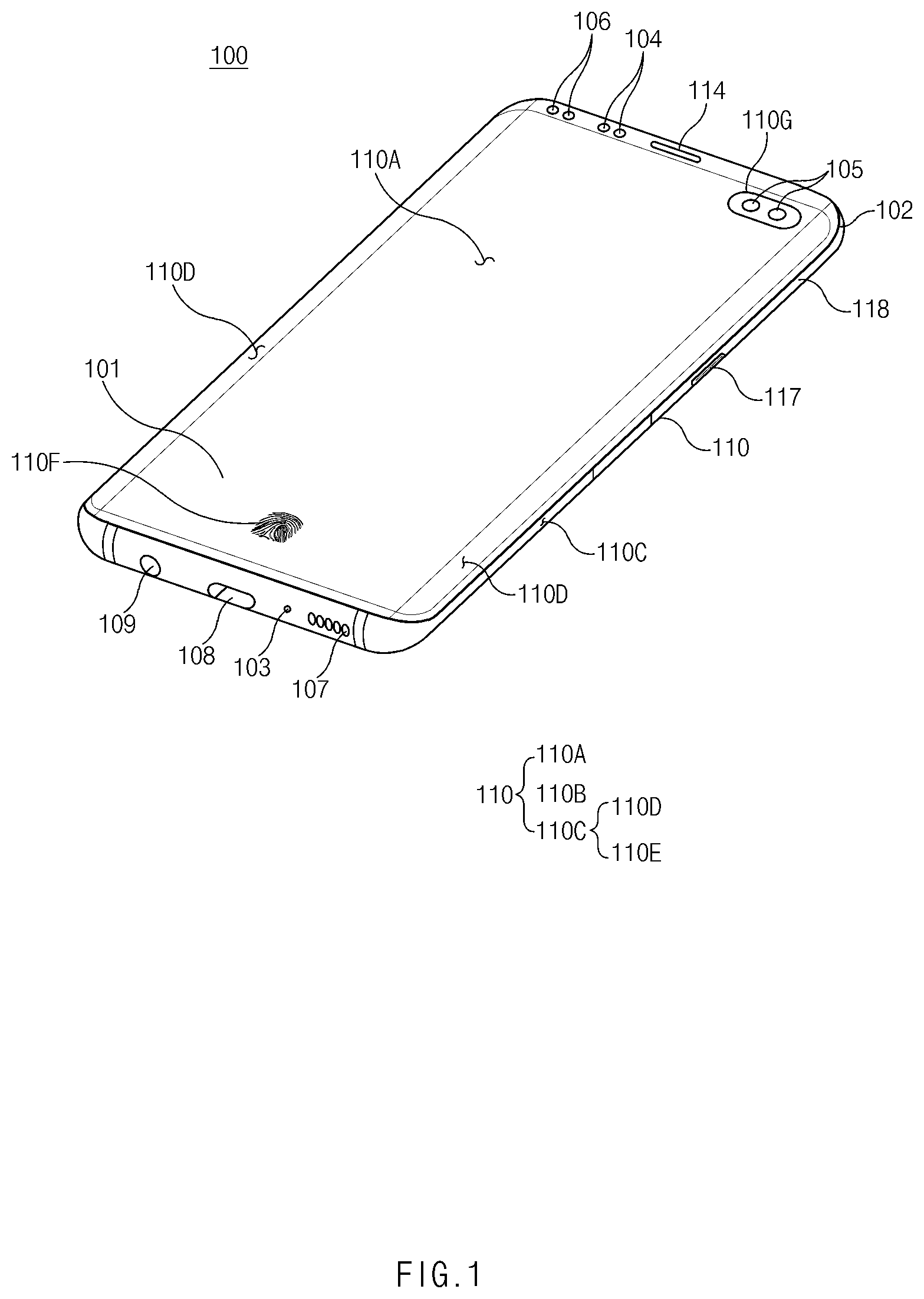 Patent US11785393 Figure 1 – Electronic device including speaker module