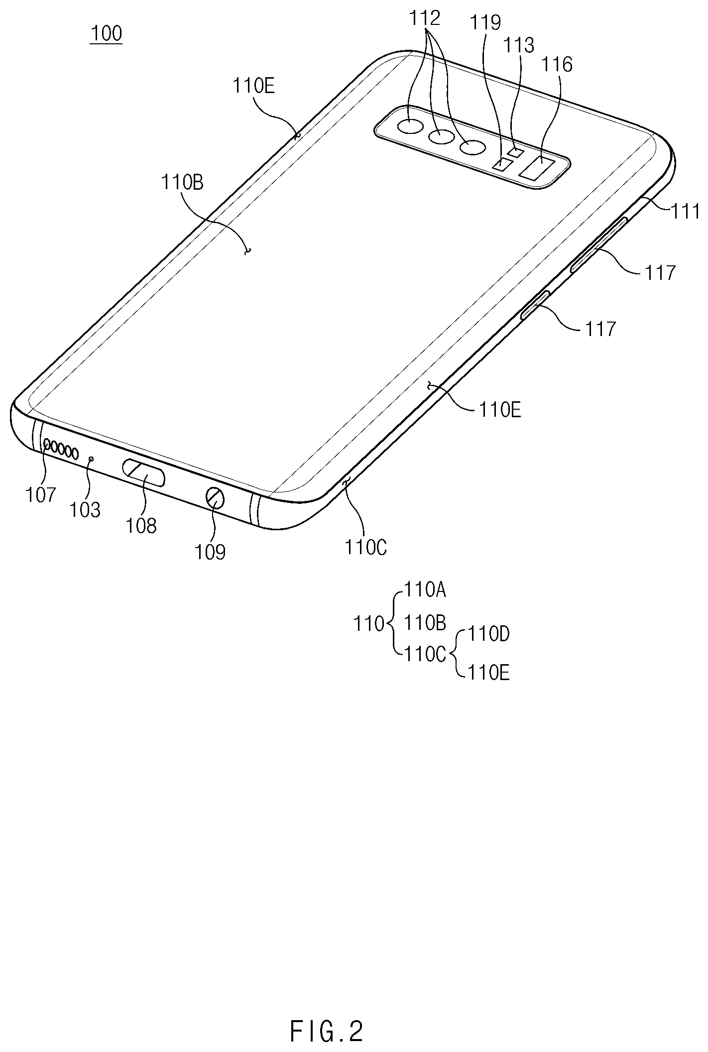 Patent US11785393 Figure 2 – Electronic device including speaker module