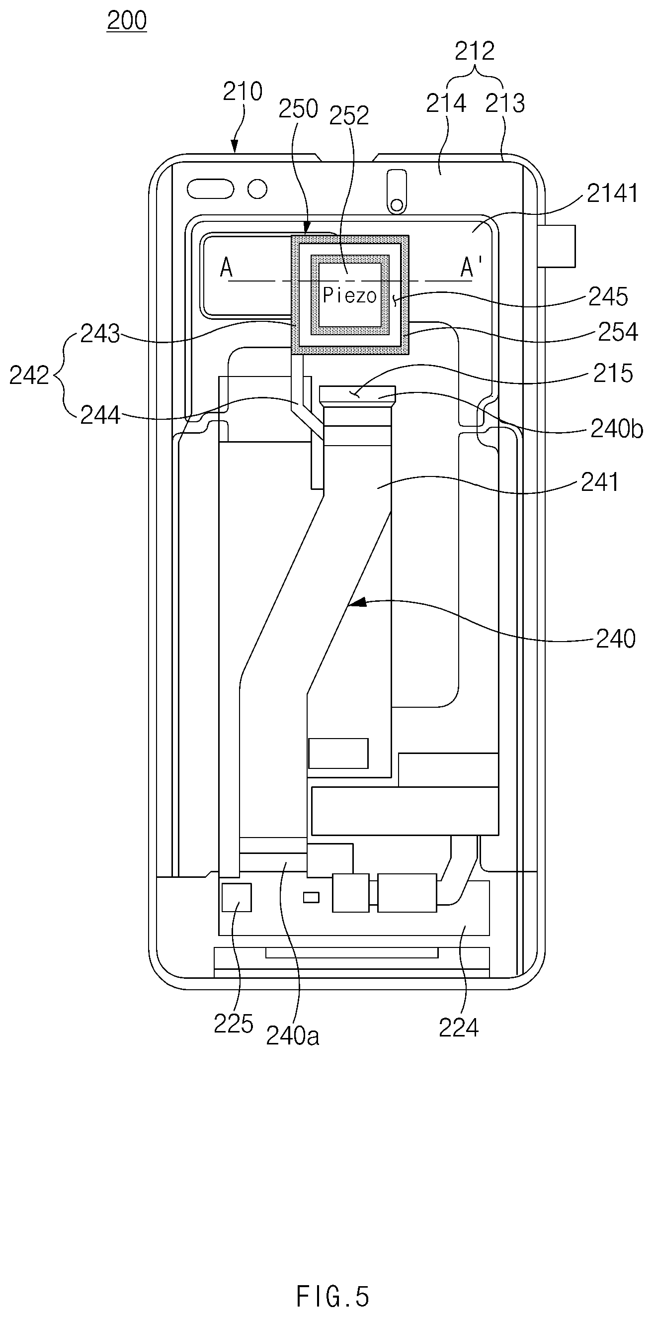 Patent US11785393 Figure 5 – Electronic device including speaker module